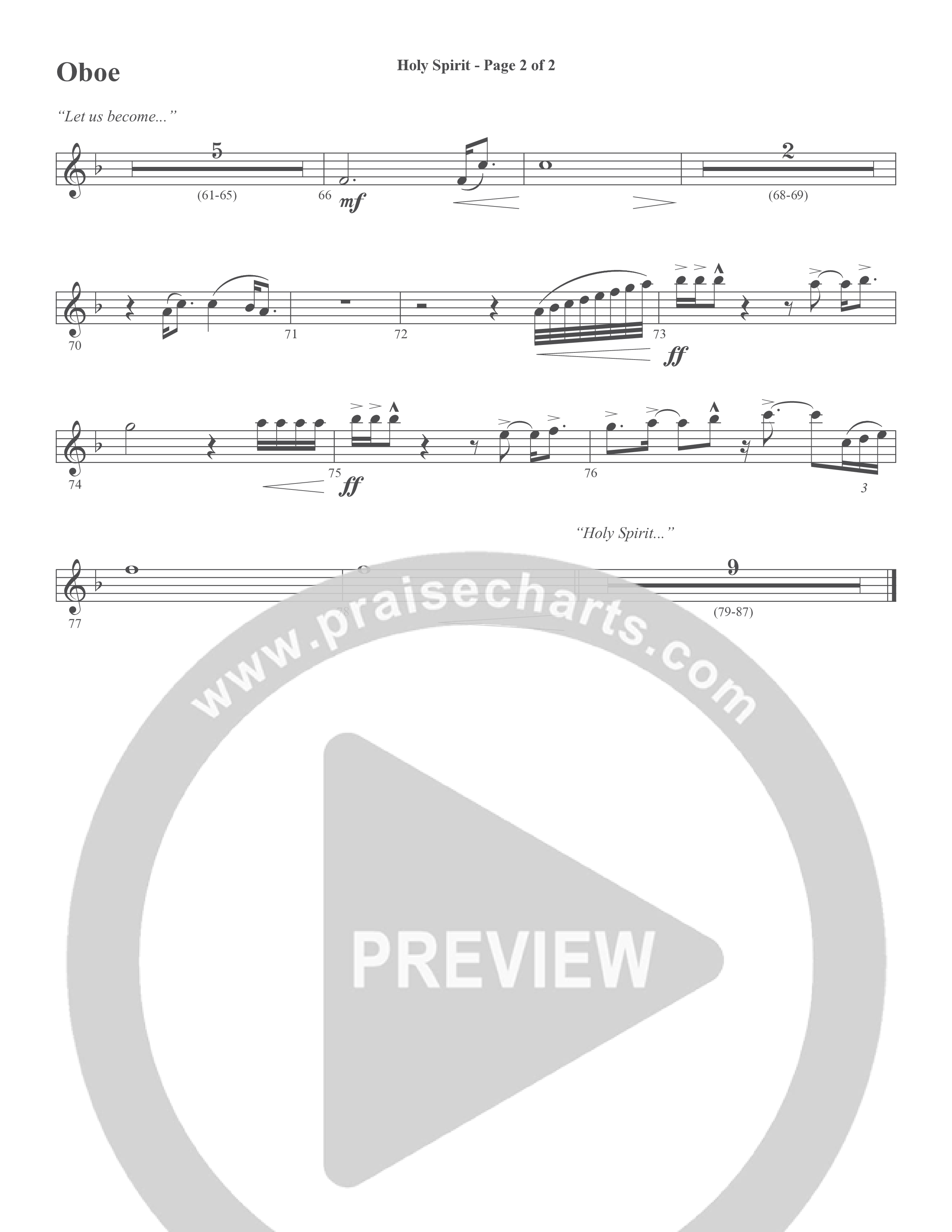 Holy Spirit (Choral Anthem SATB) Oboe (Word Music Choral / Arr. Daniel Semsen)