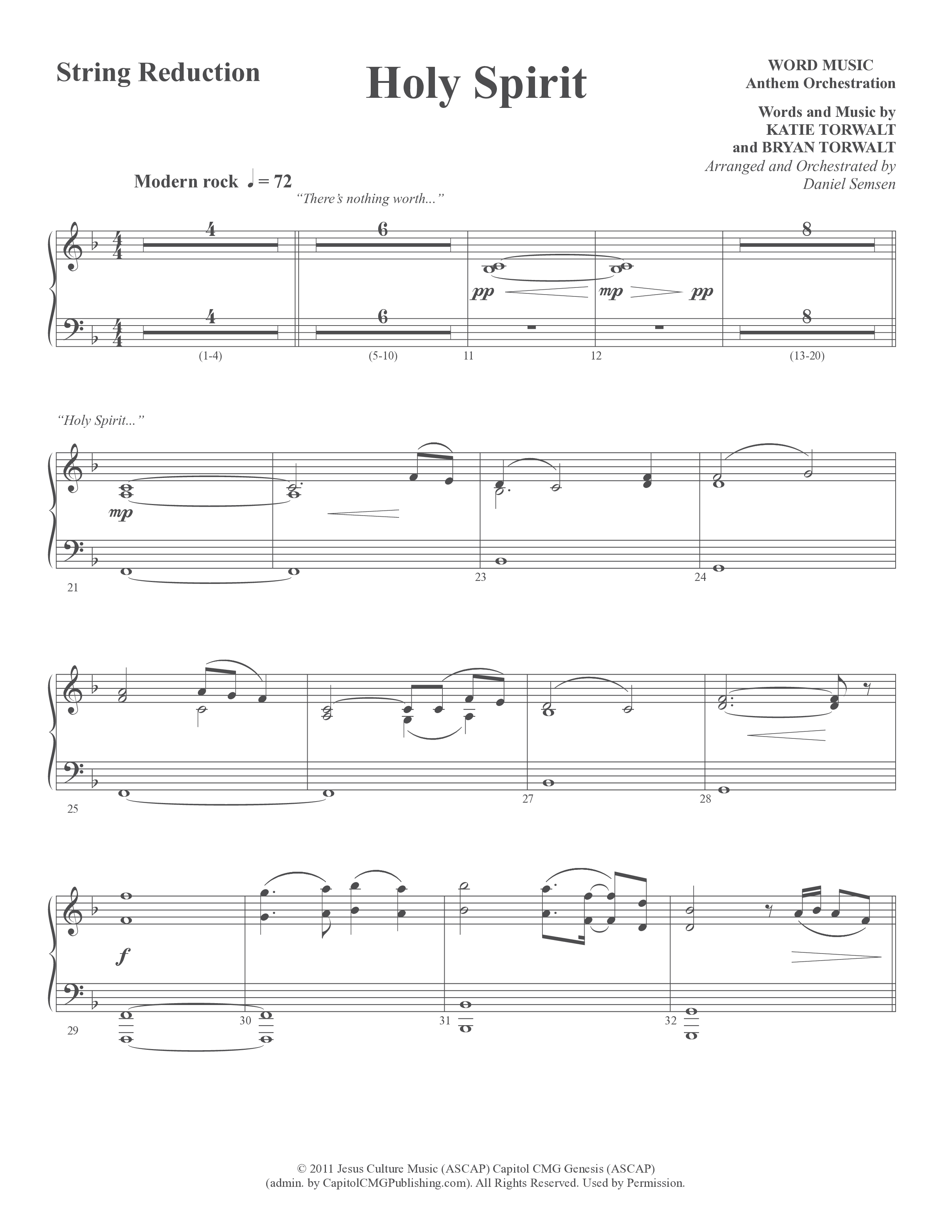 Holy Spirit (Choral Anthem SATB) String Reduction (Word Music Choral / Arr. Daniel Semsen)