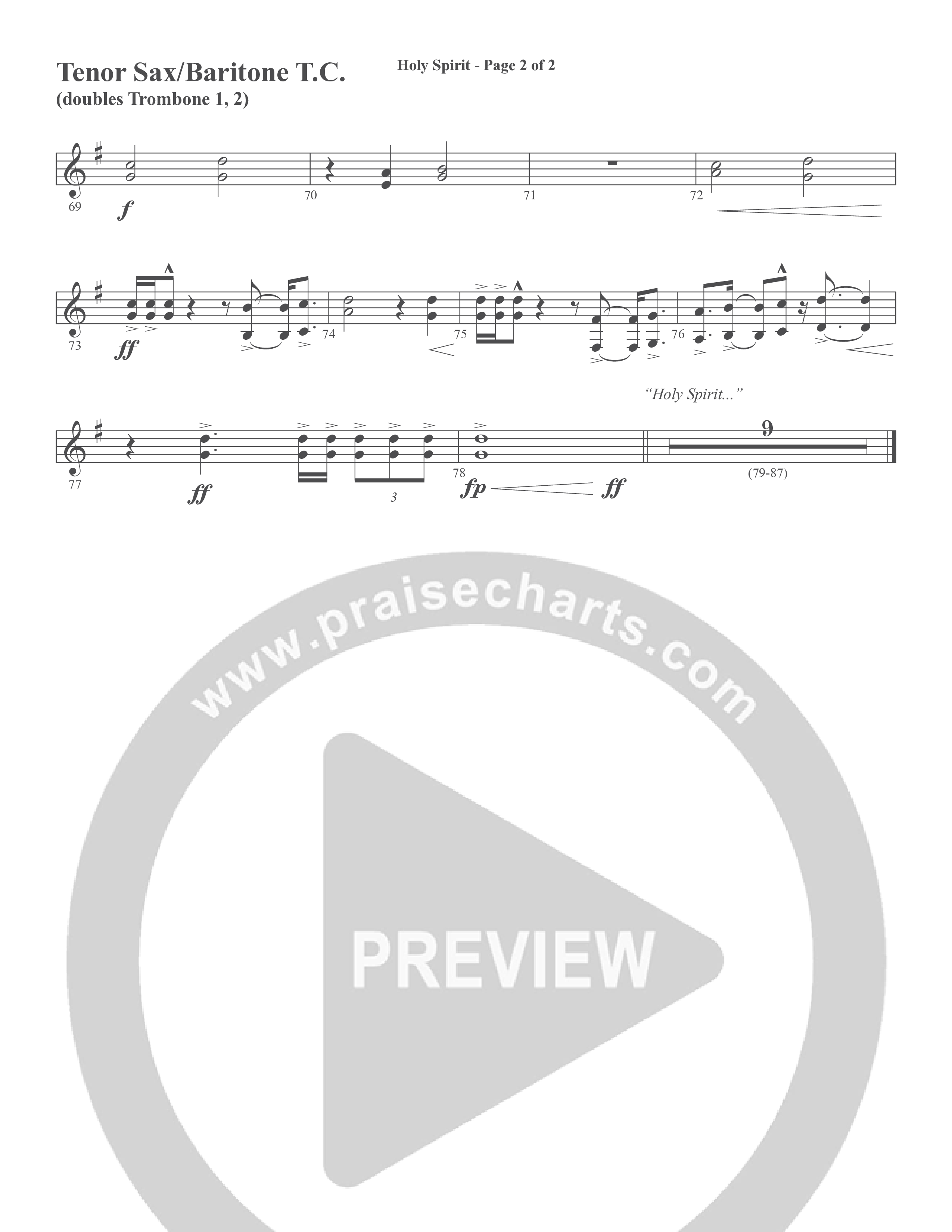 Holy Spirit (Choral Anthem SATB) Tenor Sax/Baritone T.C. (Word Music Choral / Arr. Daniel Semsen)