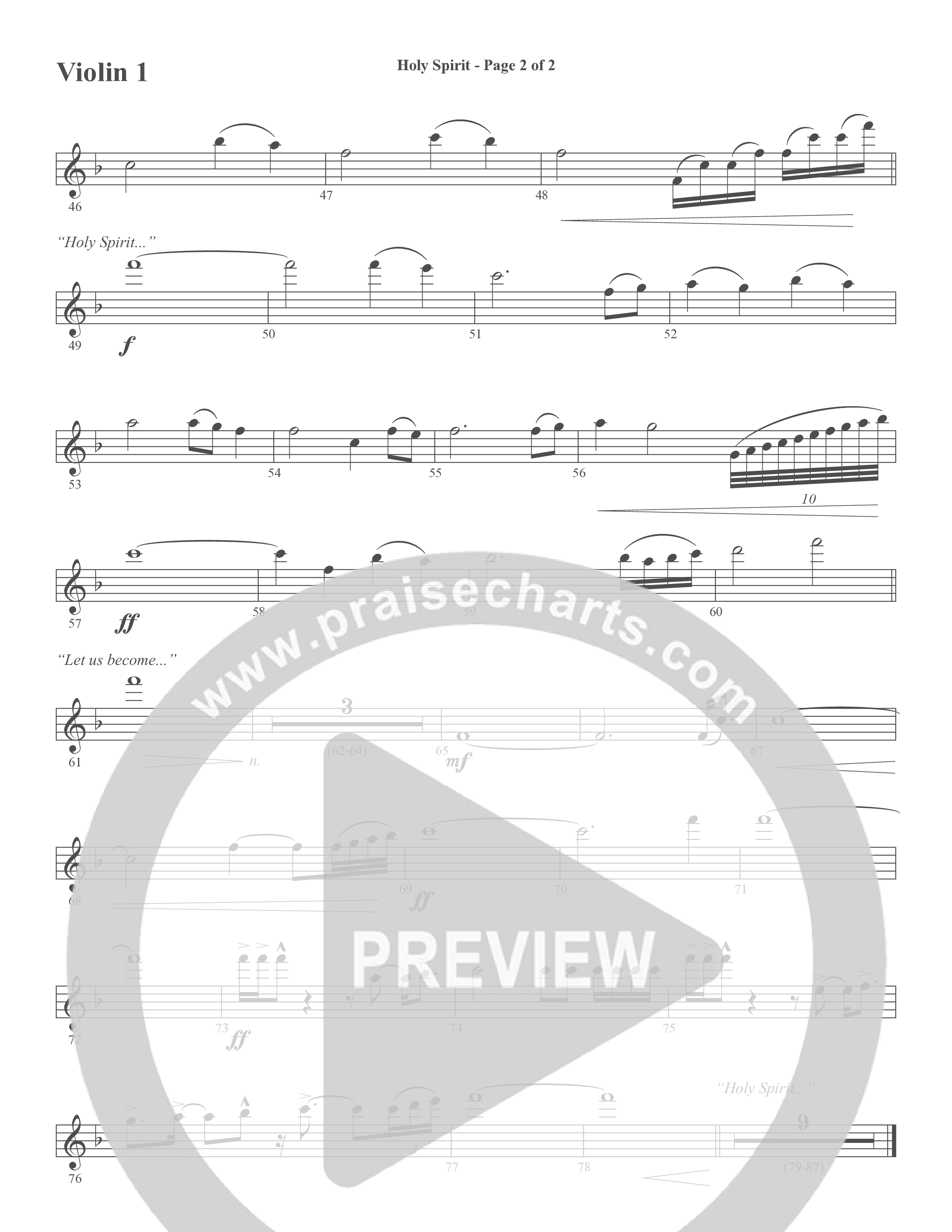Holy Spirit (Choral Anthem SATB) Violin 1/2 (Word Music Choral / Arr. Daniel Semsen)