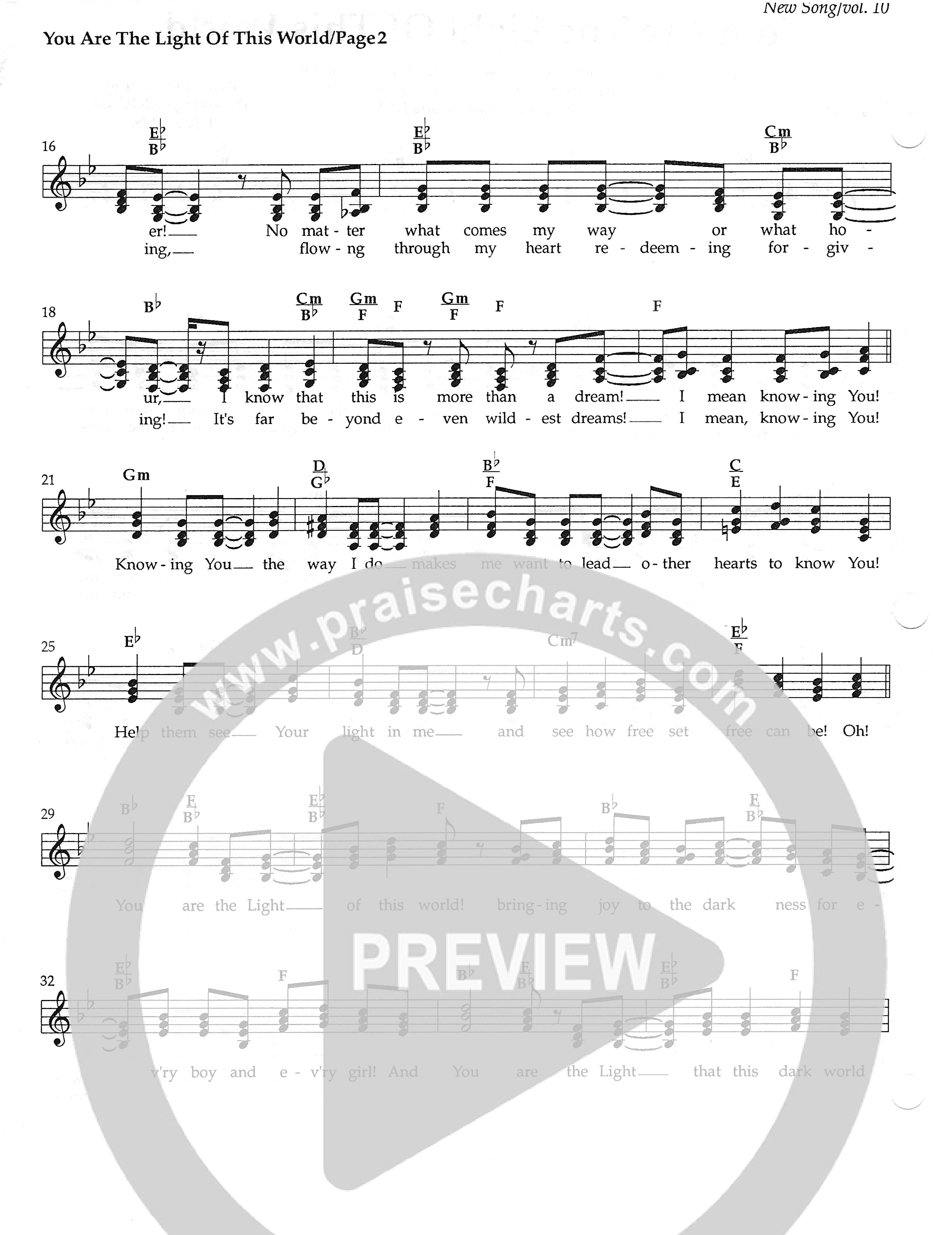 You Are The Light Of This World Lead Sheet (SAT) (Dennis Jernigan)