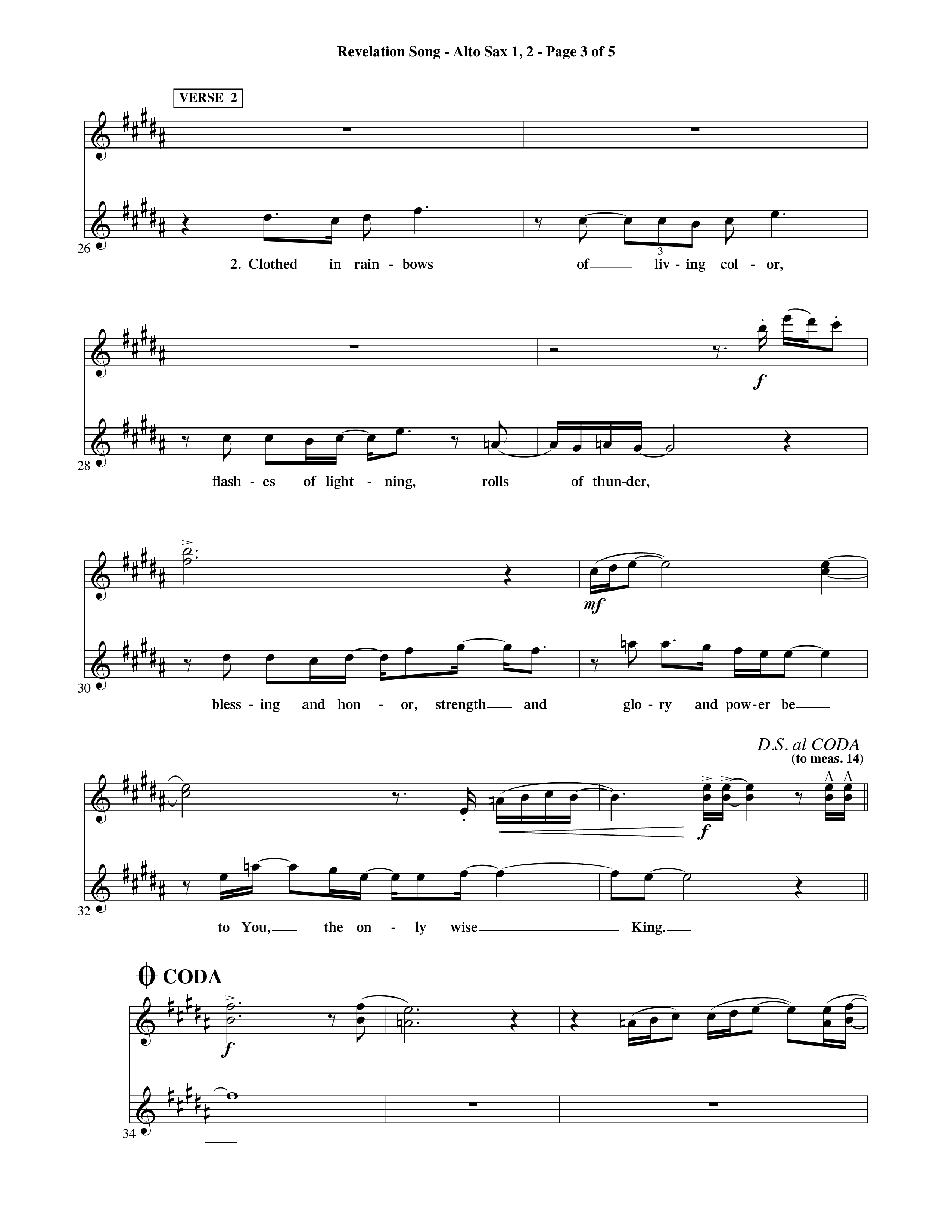 Revelation Song (Choral Anthem SATB) Alto Sax 1/2 (Word Music Choral / Orch. David Shipps)