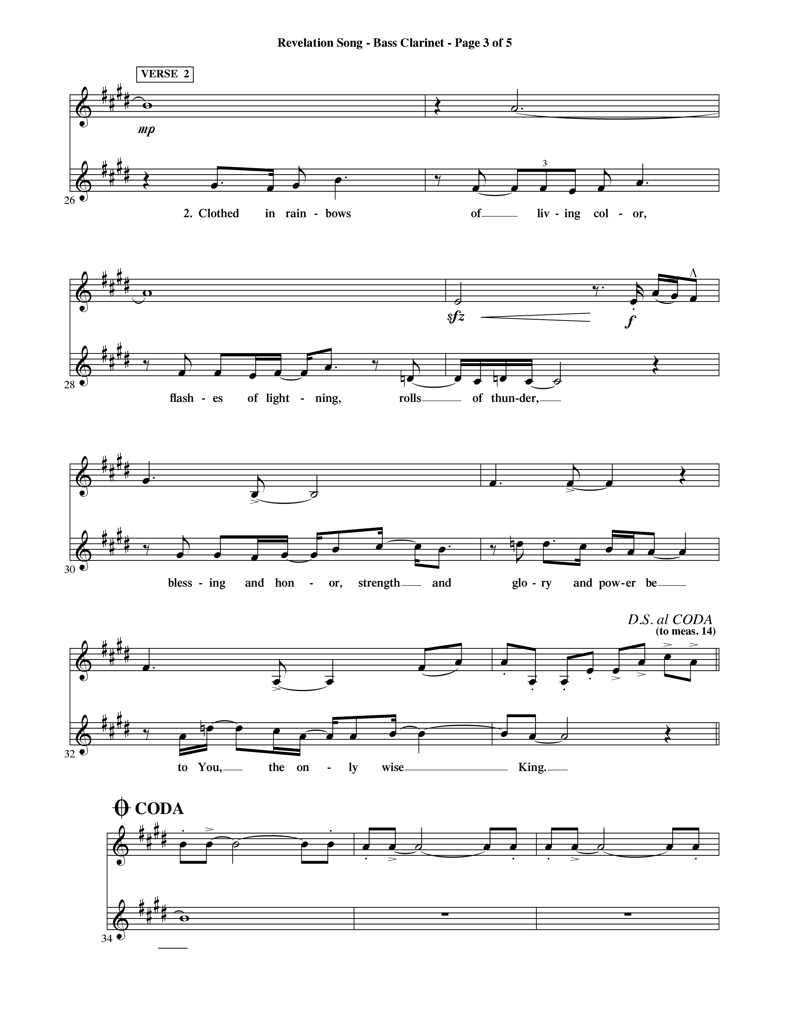 Revelation Song (Choral Anthem SATB) Bass Clarinet (Word Music Choral / Orch. David Shipps)
