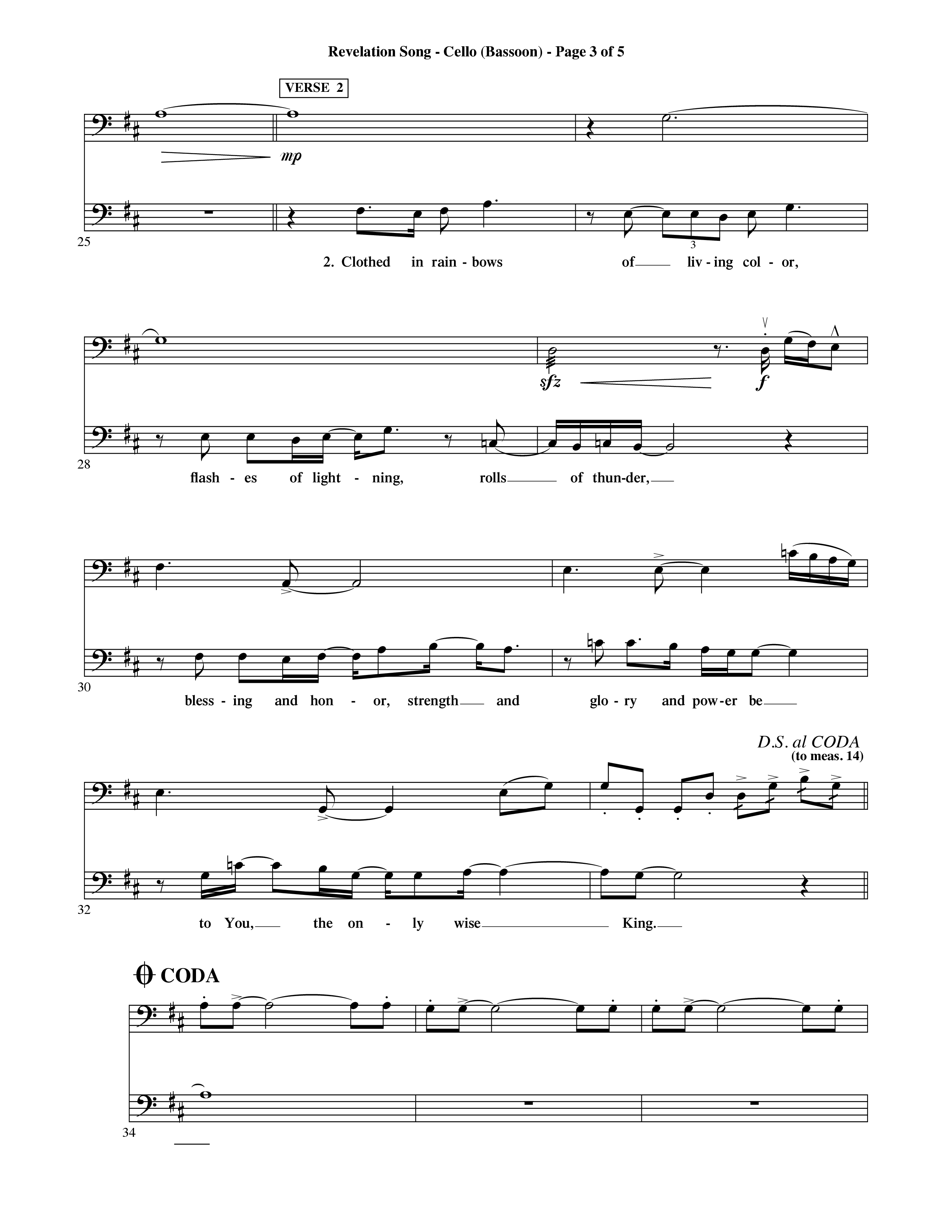 Revelation Song (Choral Anthem SATB) Cello (Word Music Choral / Orch. David Shipps)
