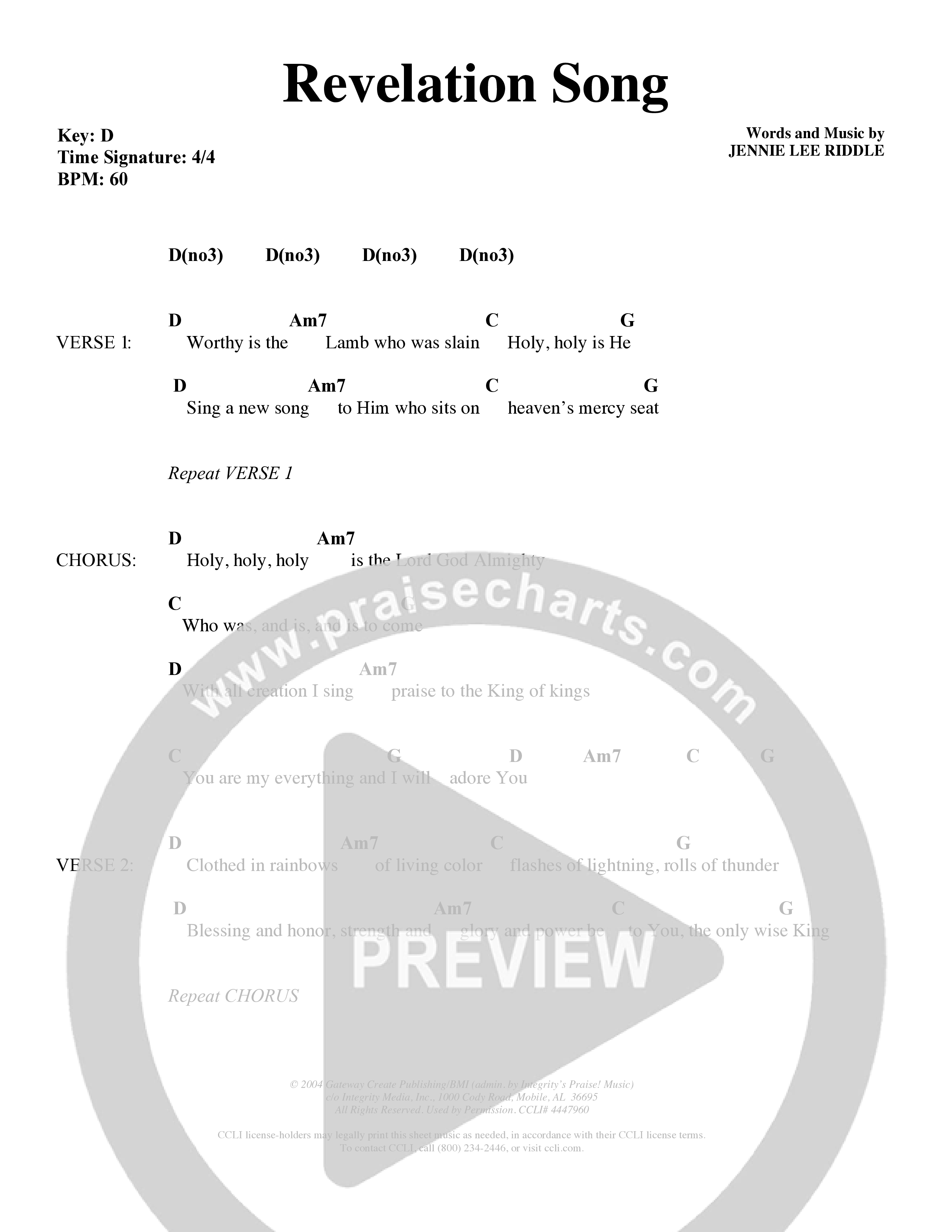Revelation Song (Choral Anthem SATB) Chords & Lyrics (Word Music Choral / Orch. David Shipps)