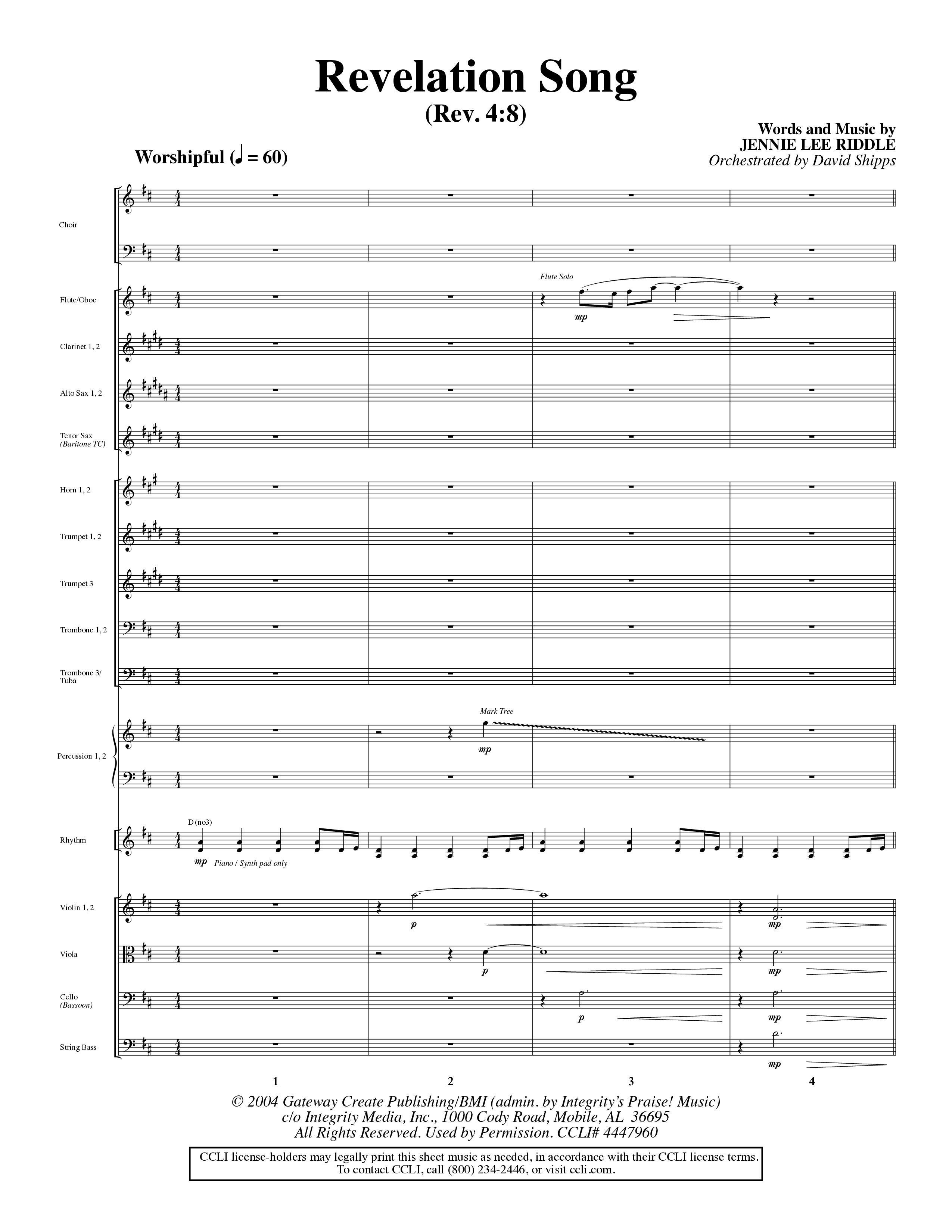 Revelation Song (Choral Anthem SATB) Conductor's Score (Word Music Choral / Orch. David Shipps)