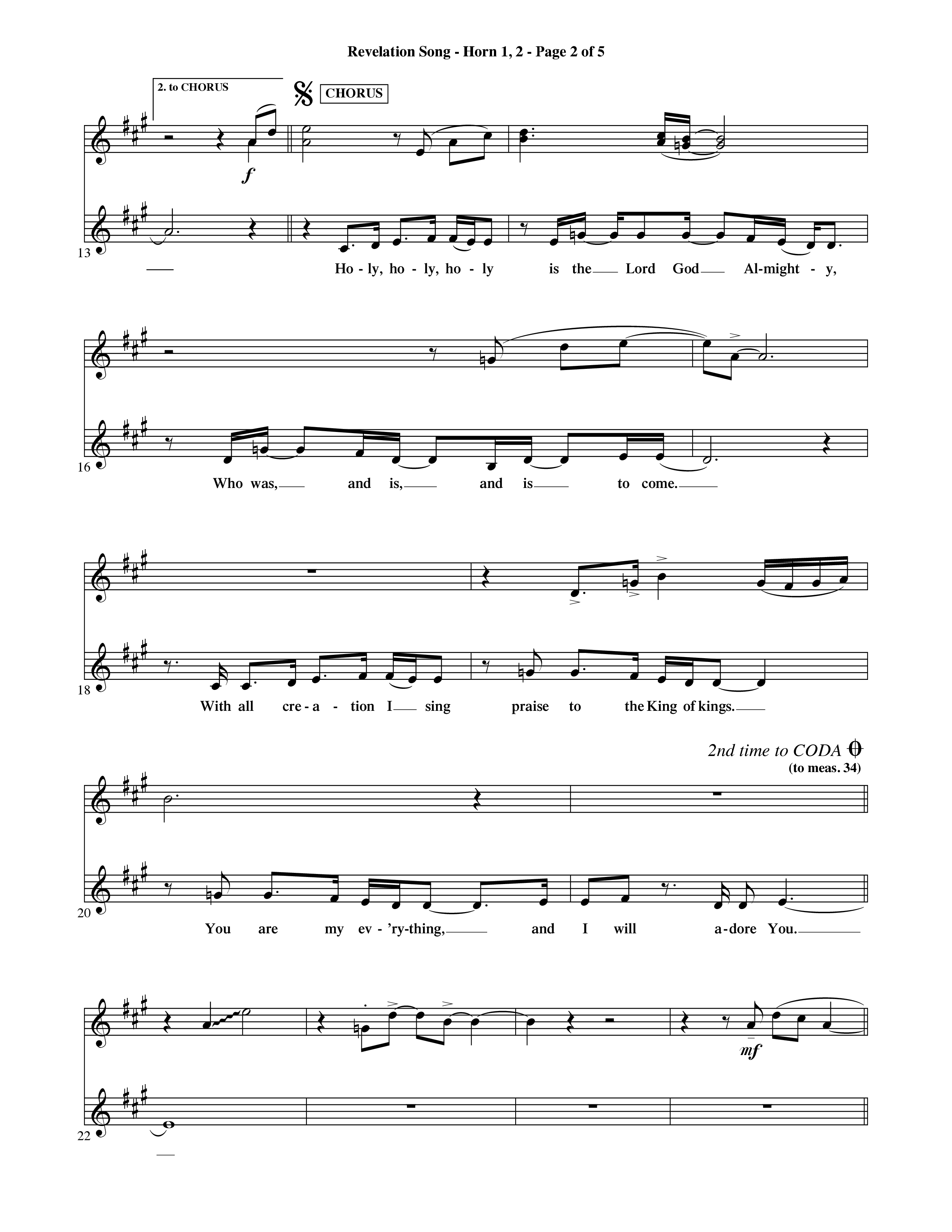 Revelation Song (Choral Anthem SATB) French Horn (Word Music Choral / Orch. David Shipps)
