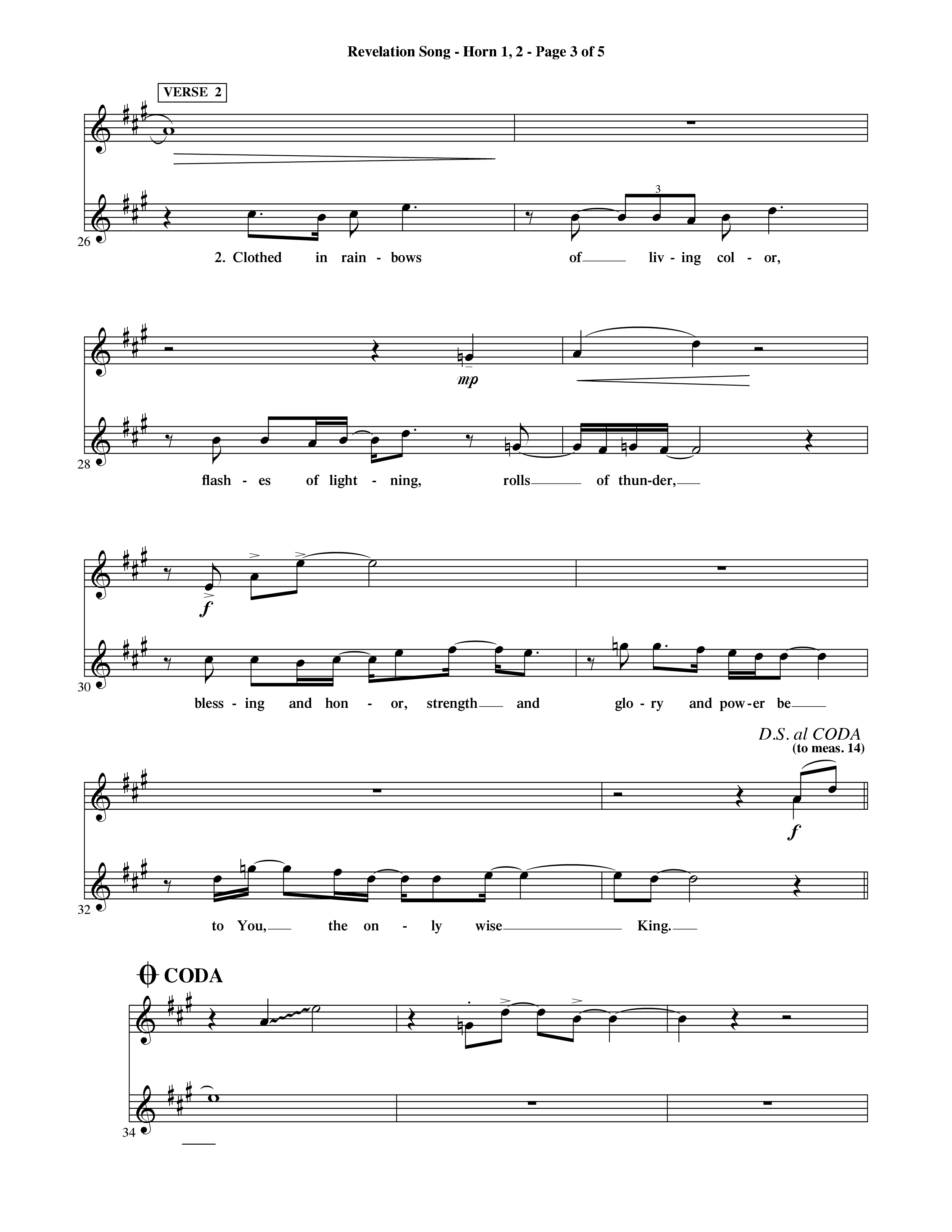 Revelation Song (Choral Anthem SATB) French Horn (Word Music Choral / Orch. David Shipps)