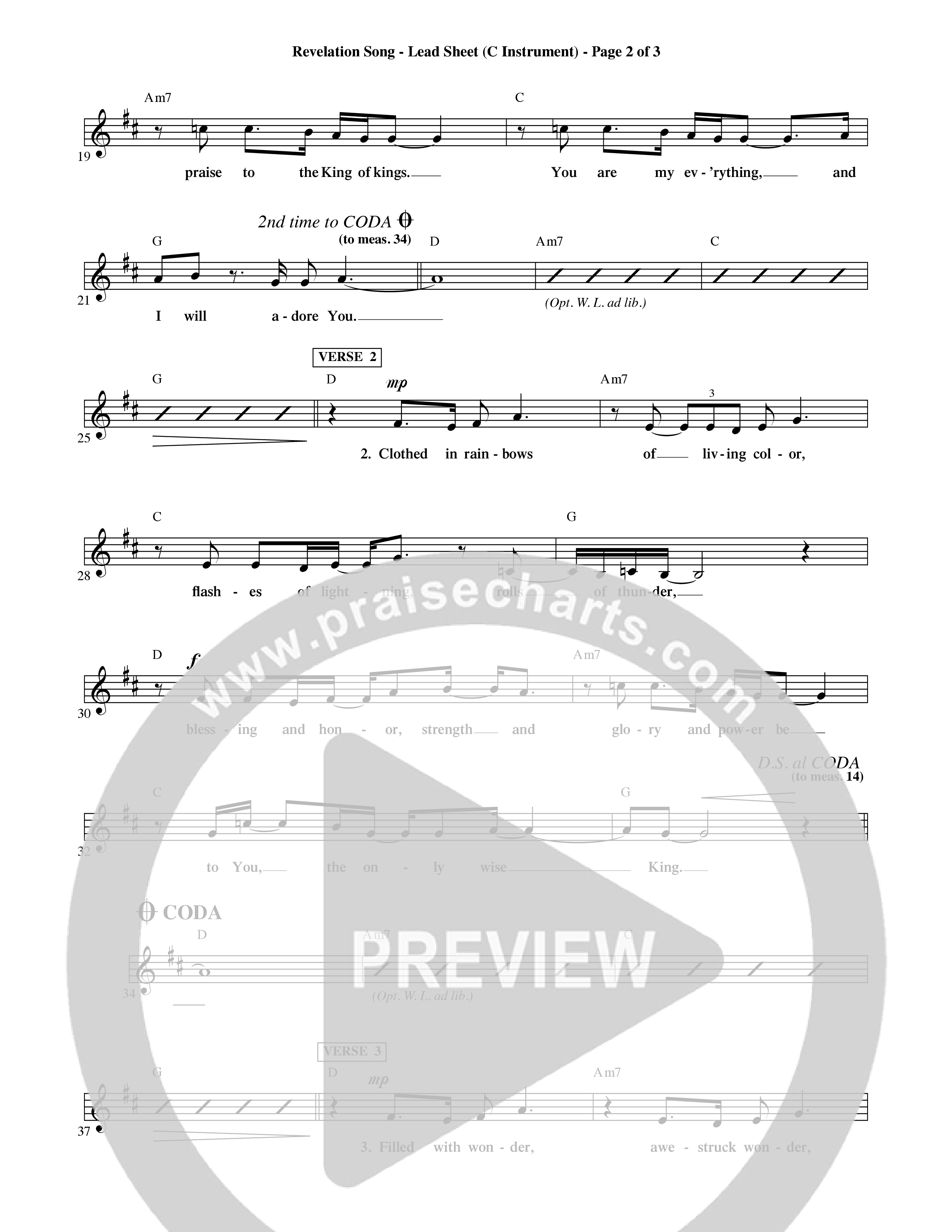 Revelation Song (Choral Anthem SATB) Lead Sheet (Mel) (Word Music Choral / Orch. David Shipps)