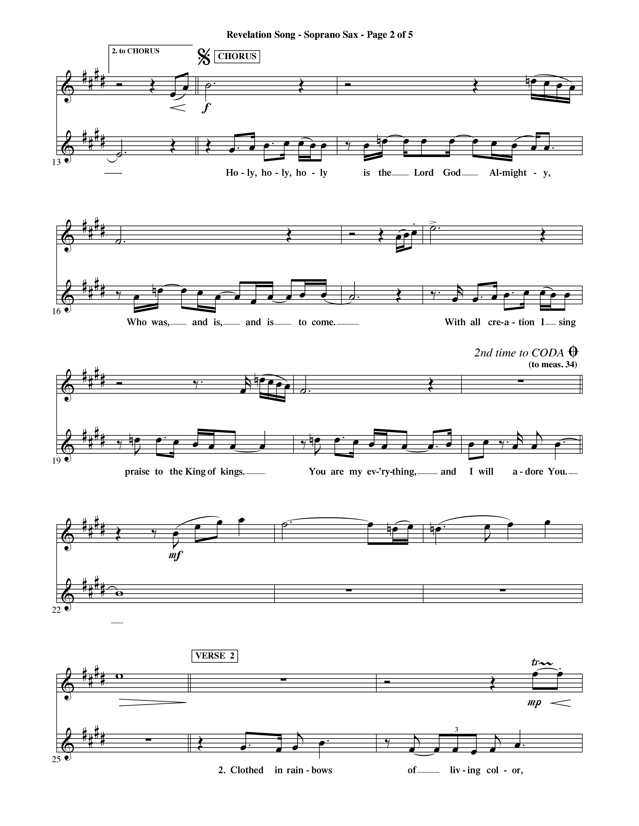 Revelation Song (Choral Anthem SATB) Saxophone (Word Music Choral / Orch. David Shipps)