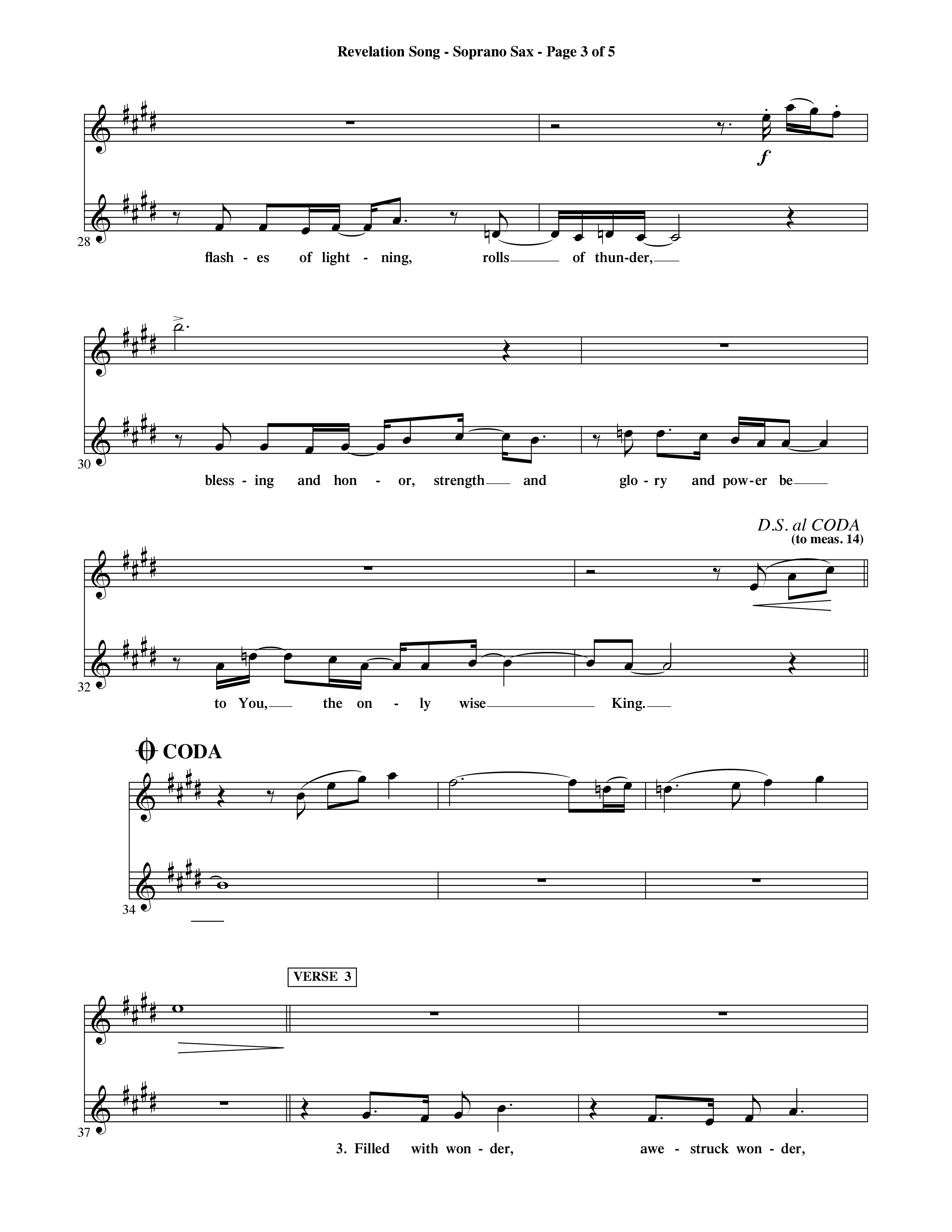 Revelation Song (Choral Anthem SATB) Saxophone (Word Music Choral / Orch. David Shipps)