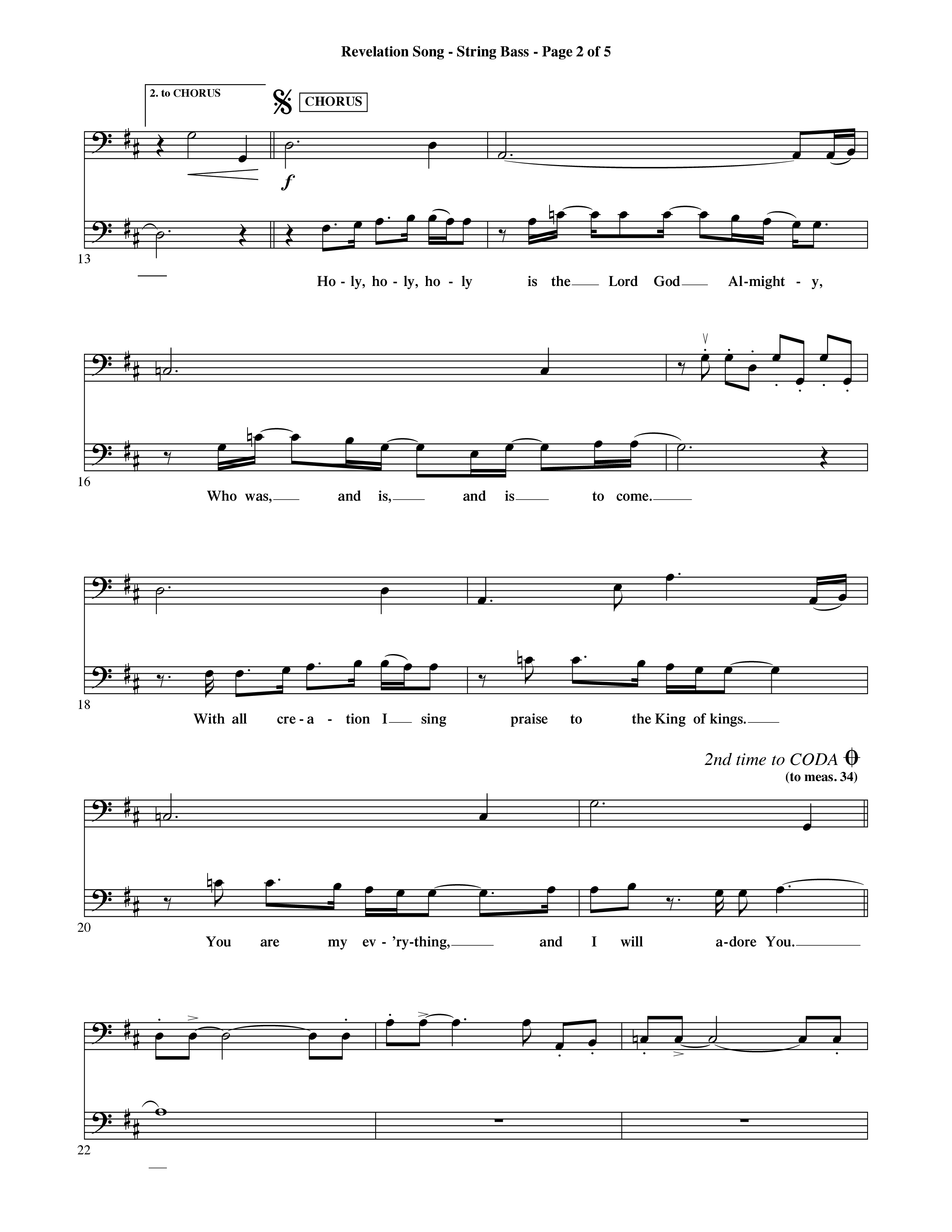 Revelation Song (Choral Anthem SATB) String Bass (Word Music Choral / Orch. David Shipps)