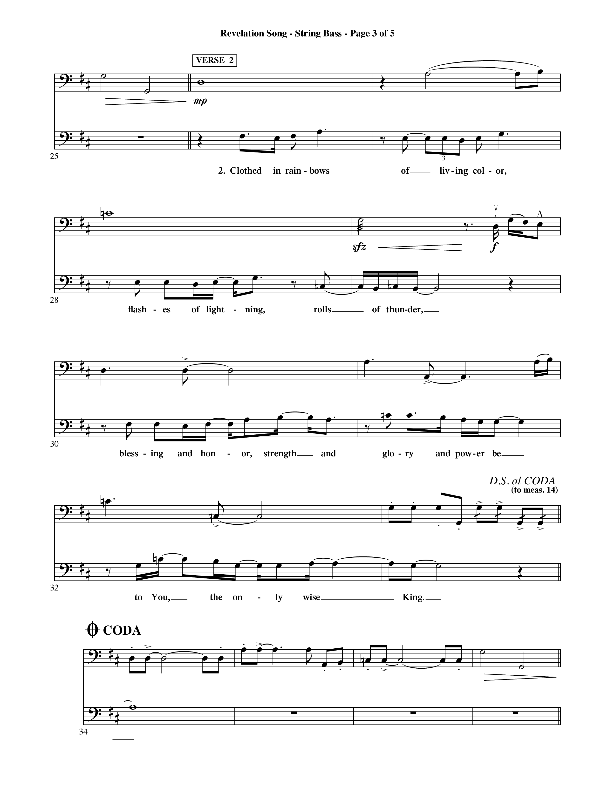 Revelation Song (Choral Anthem SATB) String Bass (Word Music Choral / Orch. David Shipps)