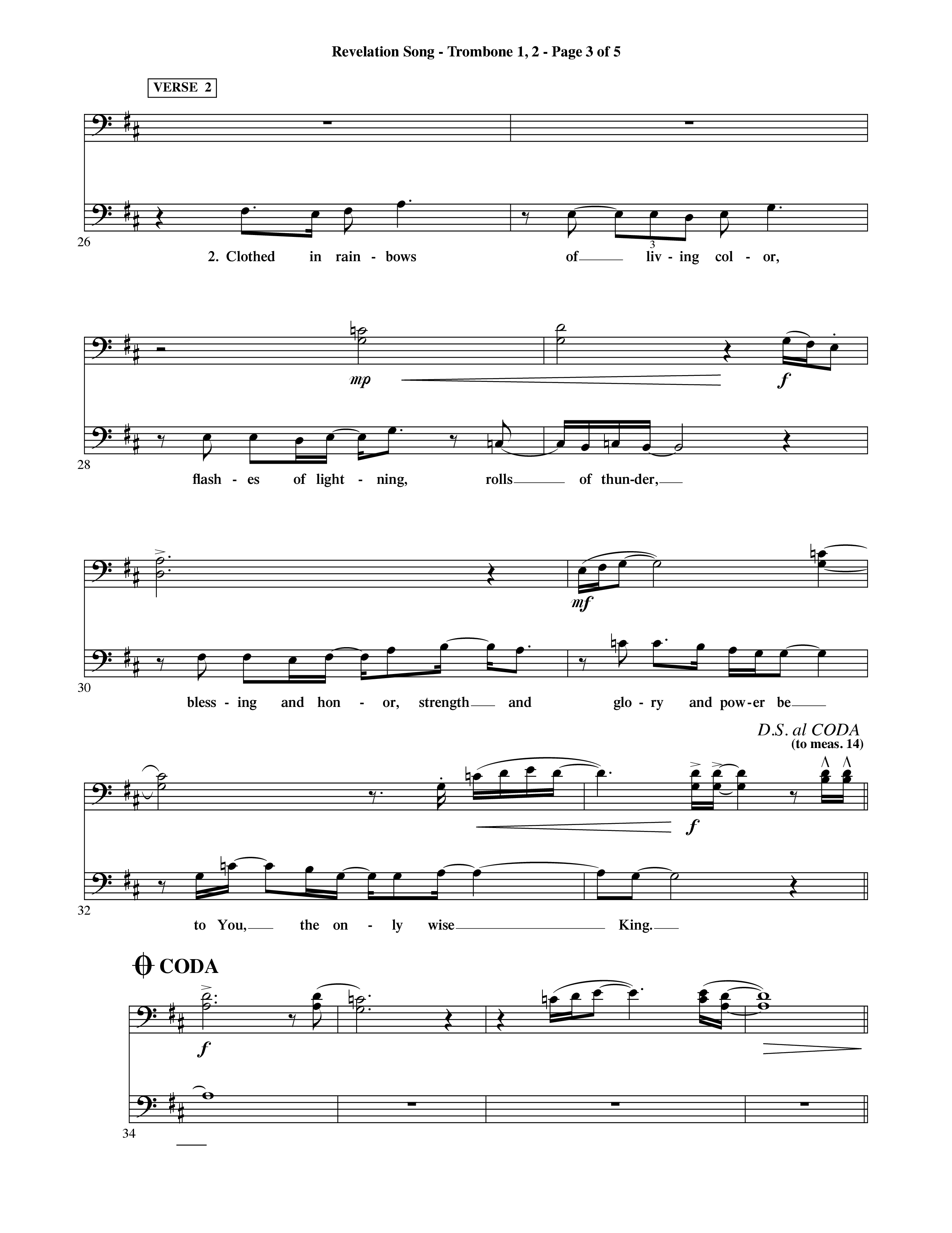 Revelation Song (Choral Anthem SATB) Trombone 1/2 (Word Music Choral / Orch. David Shipps)