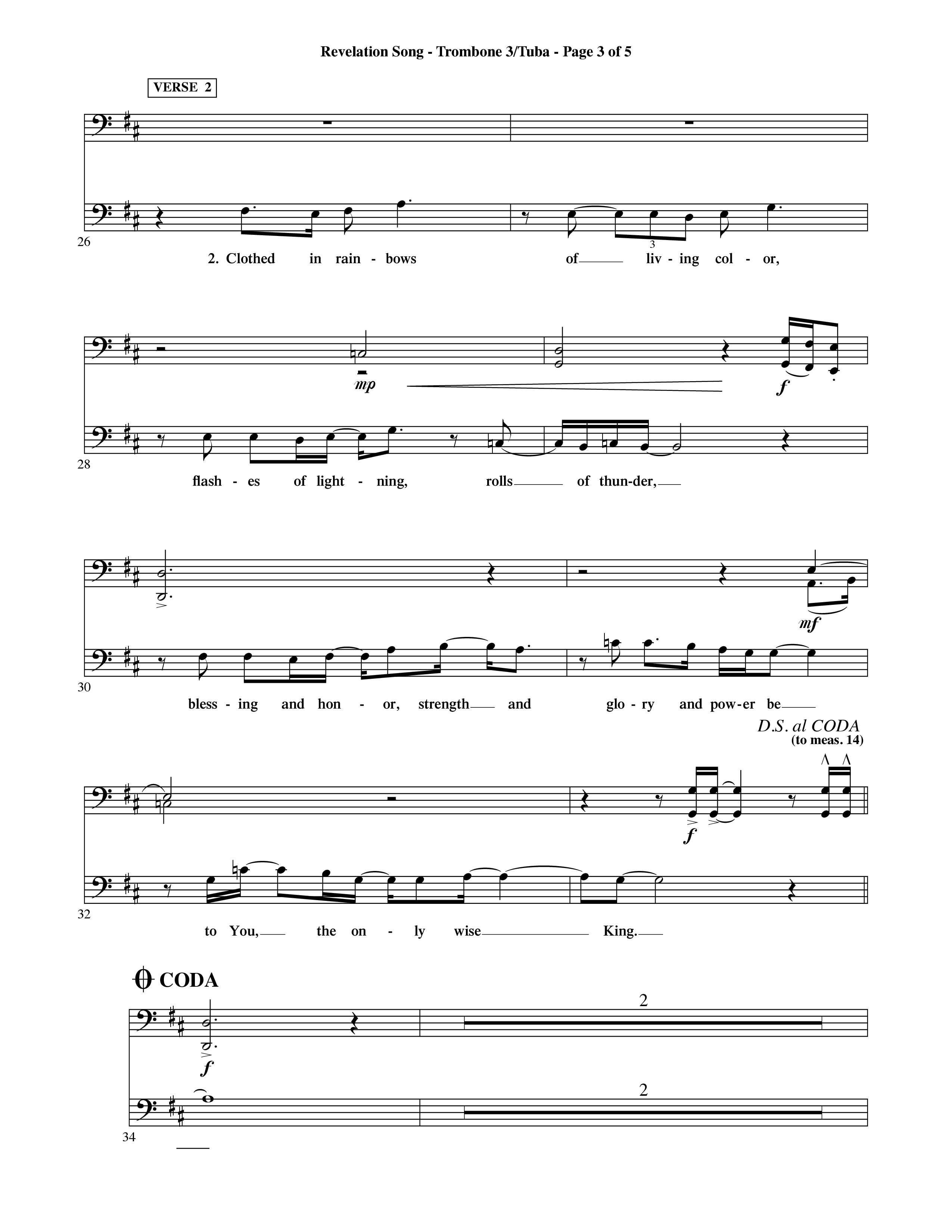 Revelation Song (Choral Anthem SATB) Trombone 3/Tuba (Word Music Choral / Orch. David Shipps)