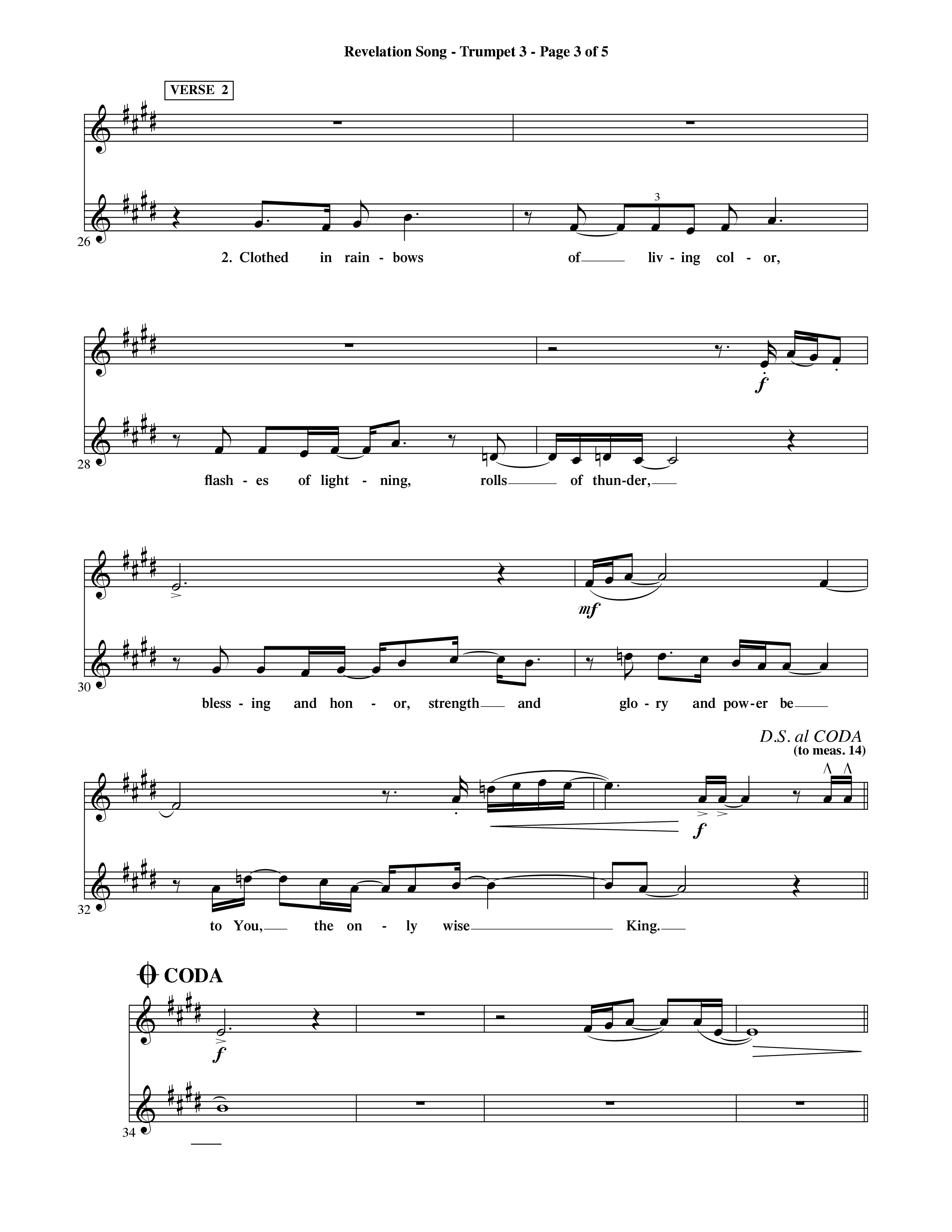 Revelation Song (Choral Anthem SATB) Trumpet 3 (Word Music Choral / Orch. David Shipps)