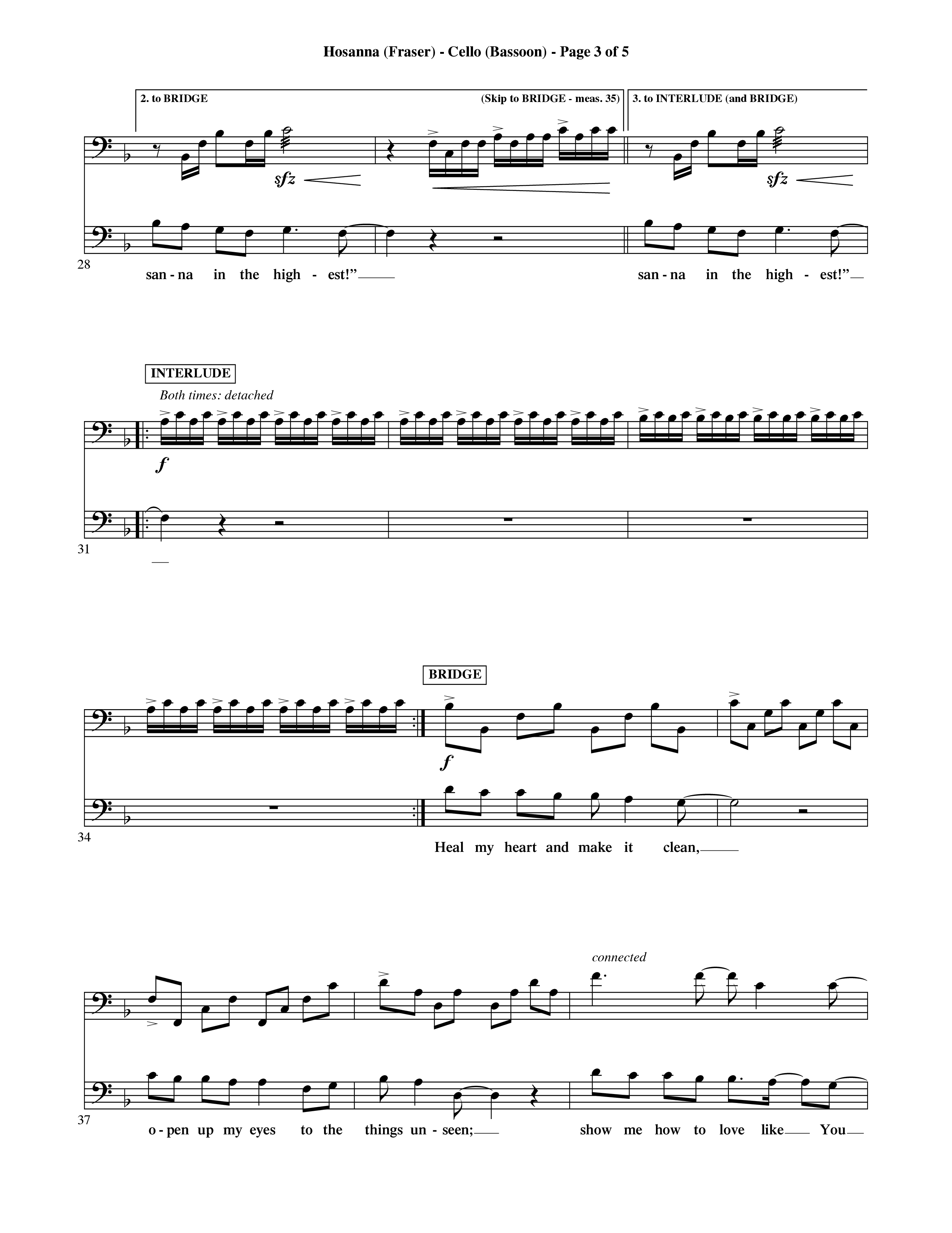 Hosanna (Choral Anthem SATB) Cello (Word Music Choral / Orch. David Shipps)