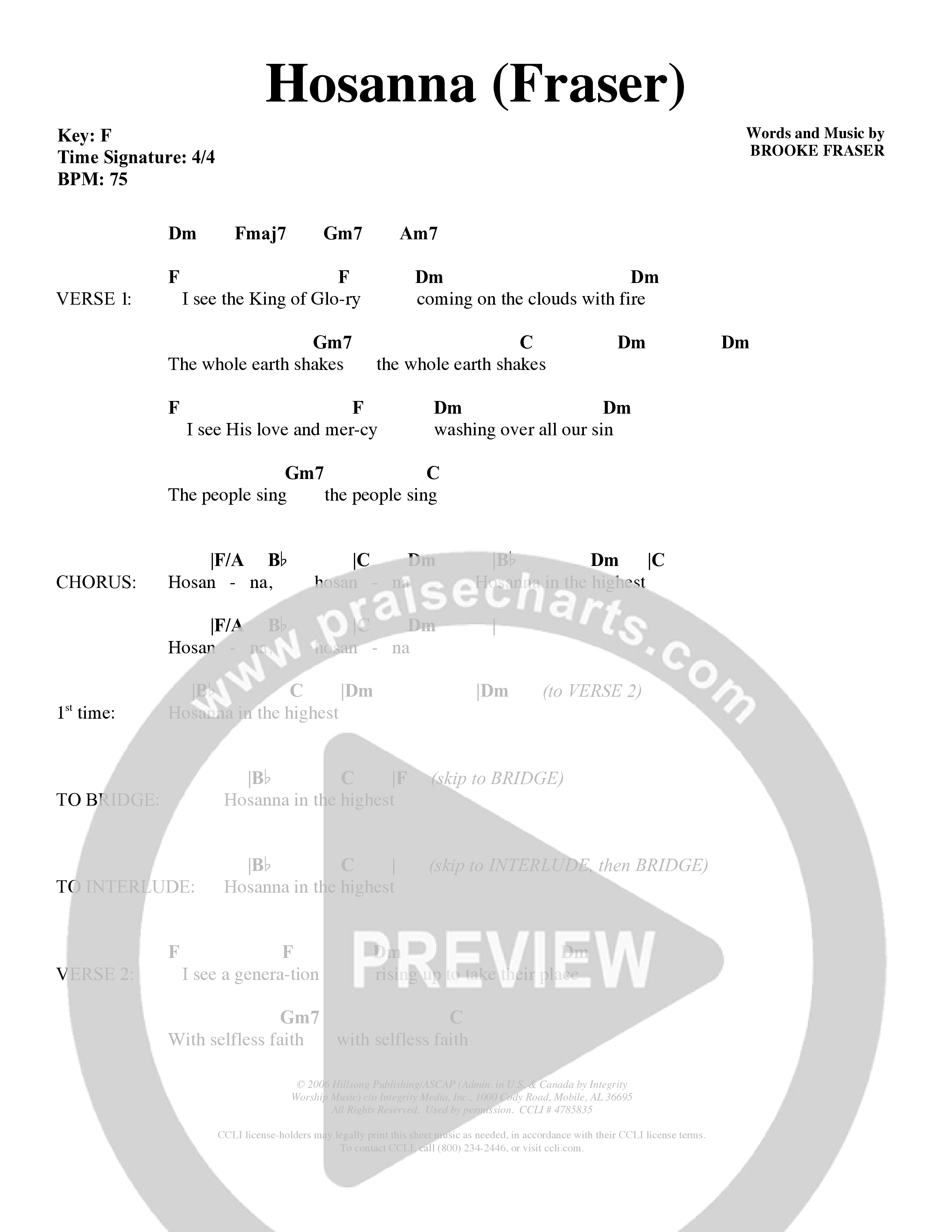 Hosanna (Choral Anthem SATB) Chords & Lyrics (Word Music Choral / Orch. David Shipps)