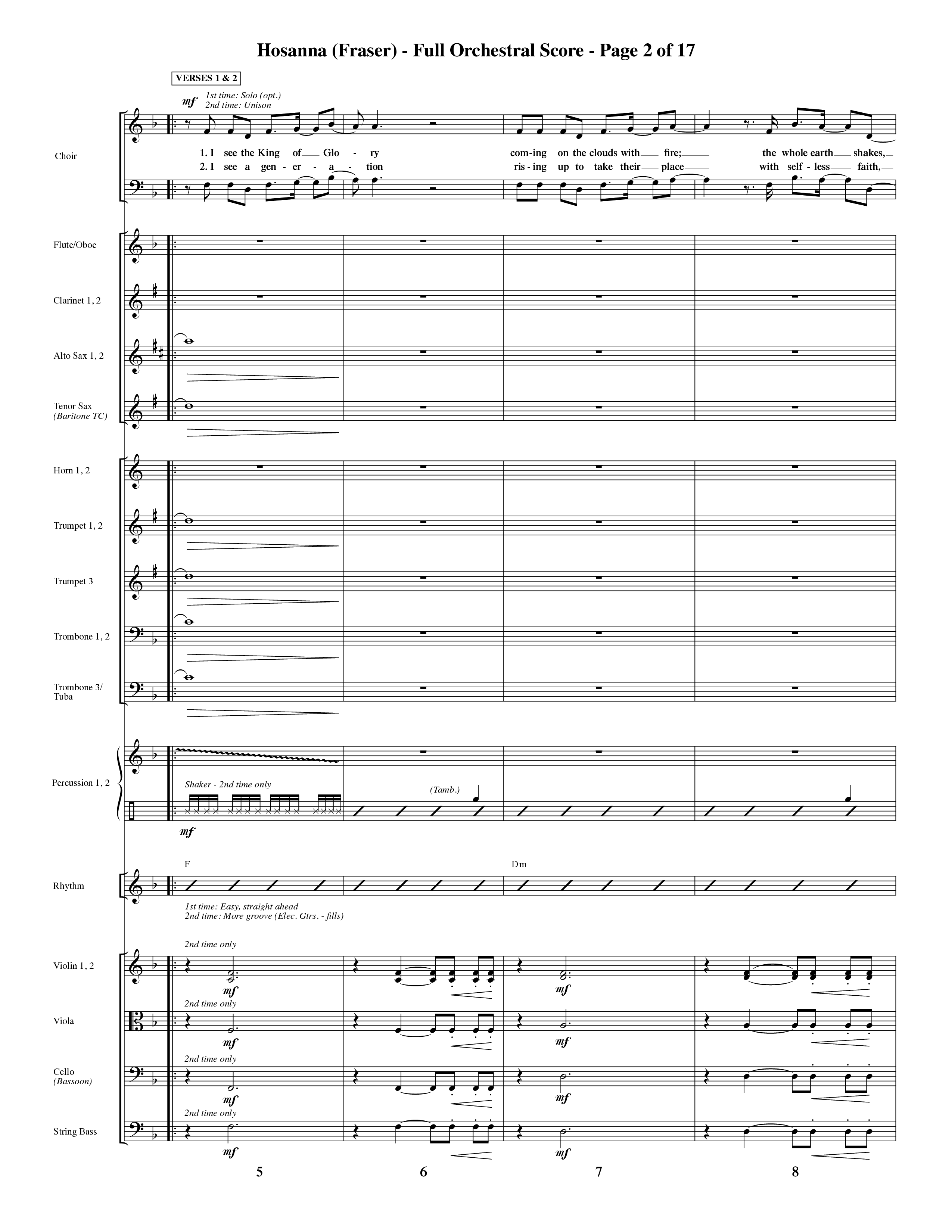 Hosanna (Choral Anthem SATB) Orchestration (Word Music Choral / Orch. David Shipps)