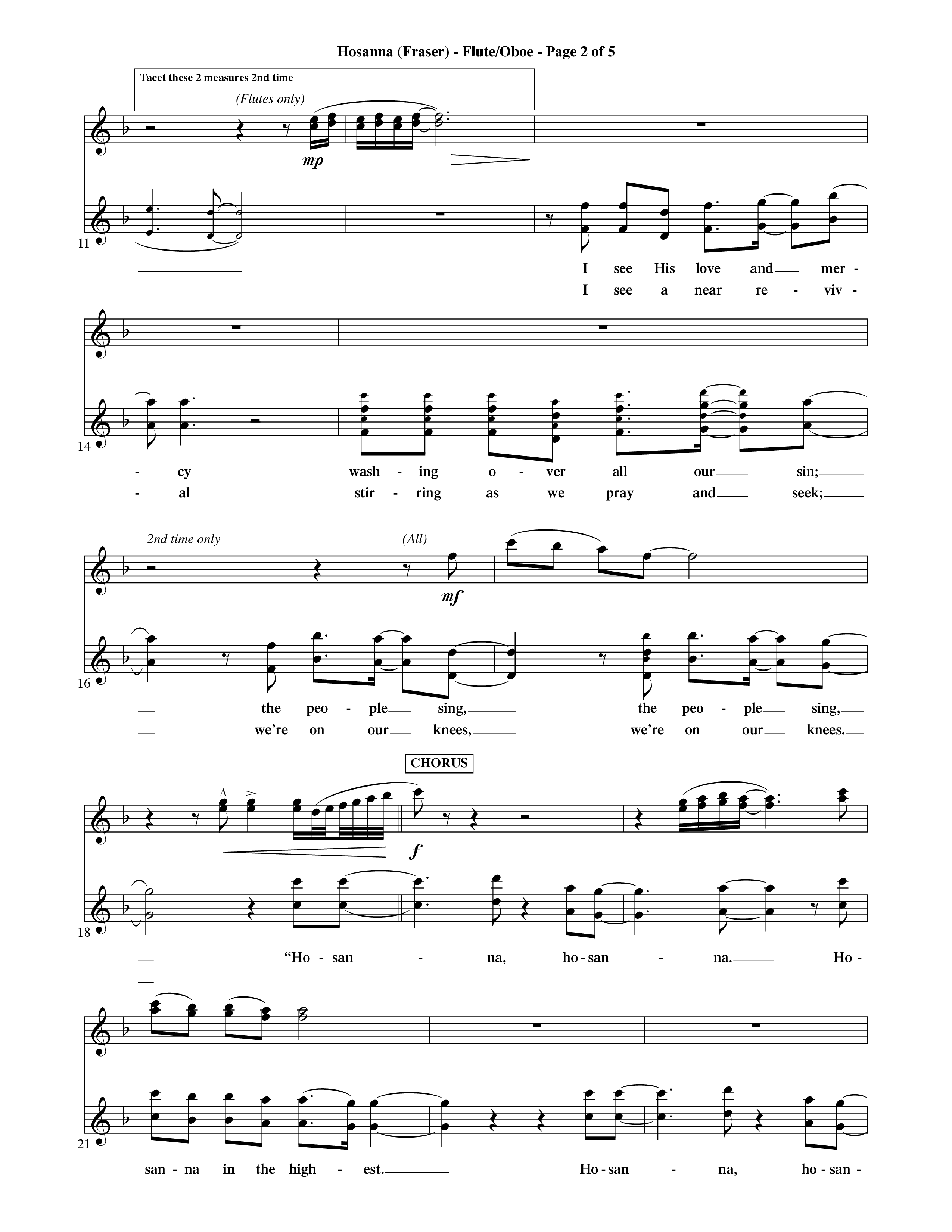 Hosanna (Choral Anthem SATB) Flute/Oboe (Word Music Choral / Orch. David Shipps)