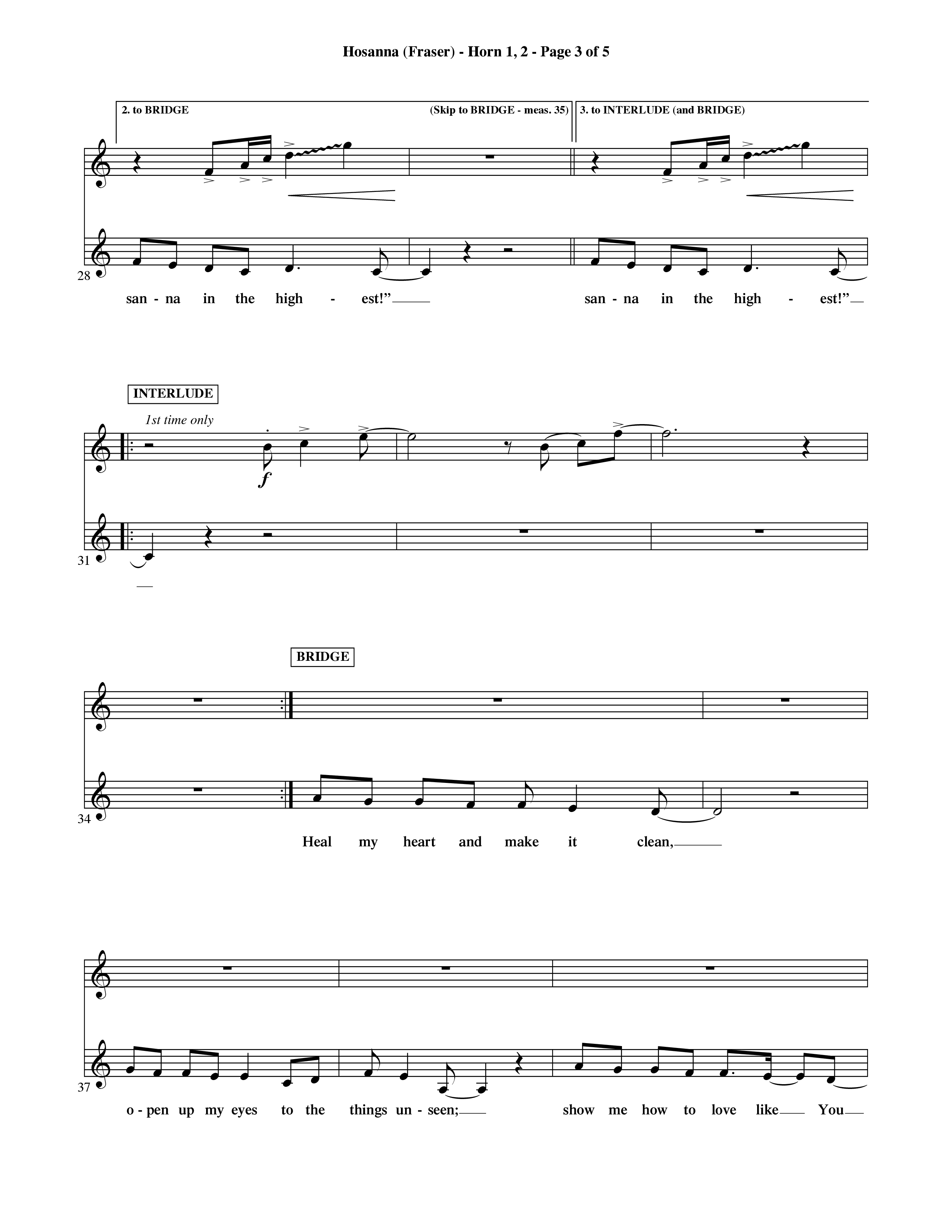 Hosanna (Choral Anthem SATB) French Horn (Word Music Choral / Orch. David Shipps)