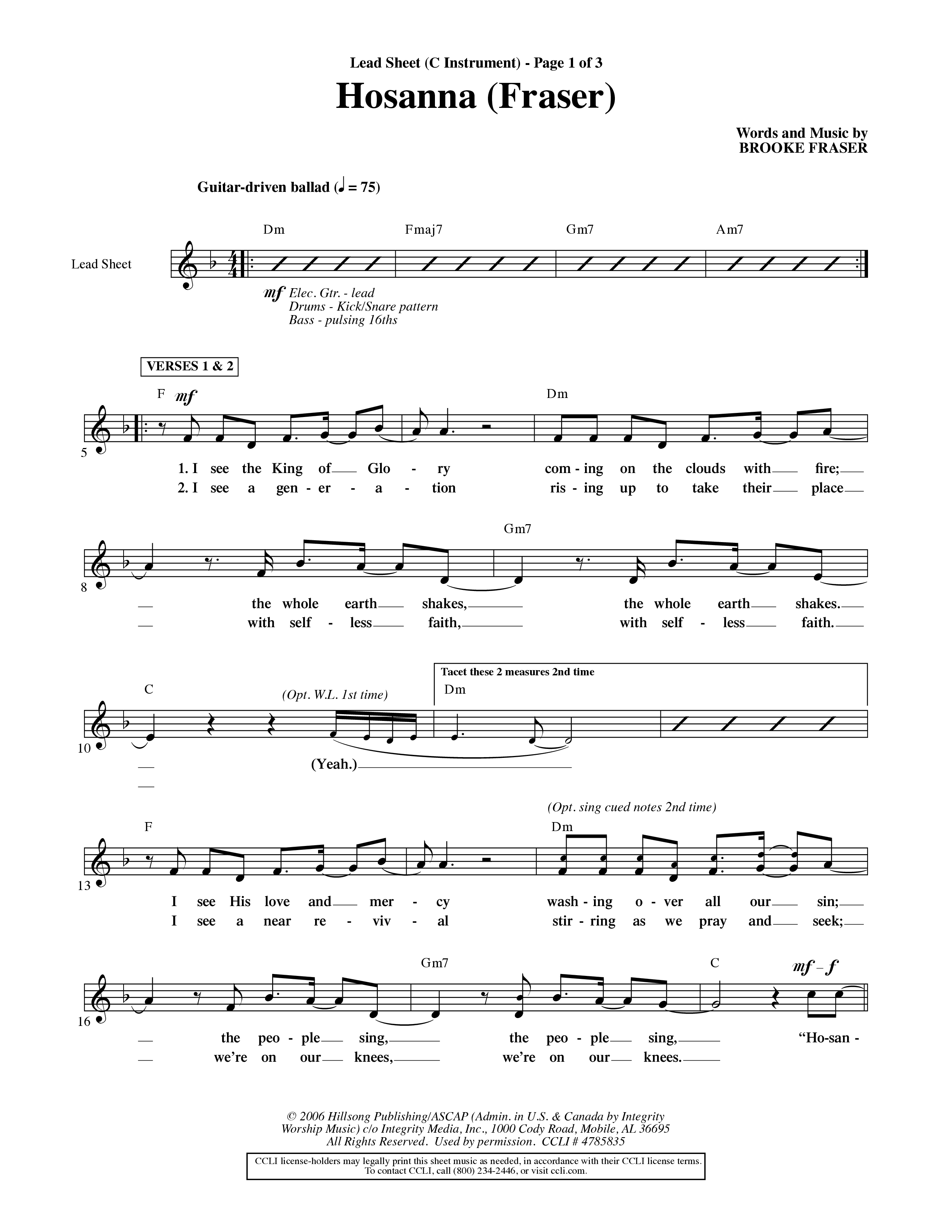 Hosanna (Choral Anthem SATB) Rhythm Pack (Word Music Choral / Orch. David Shipps)