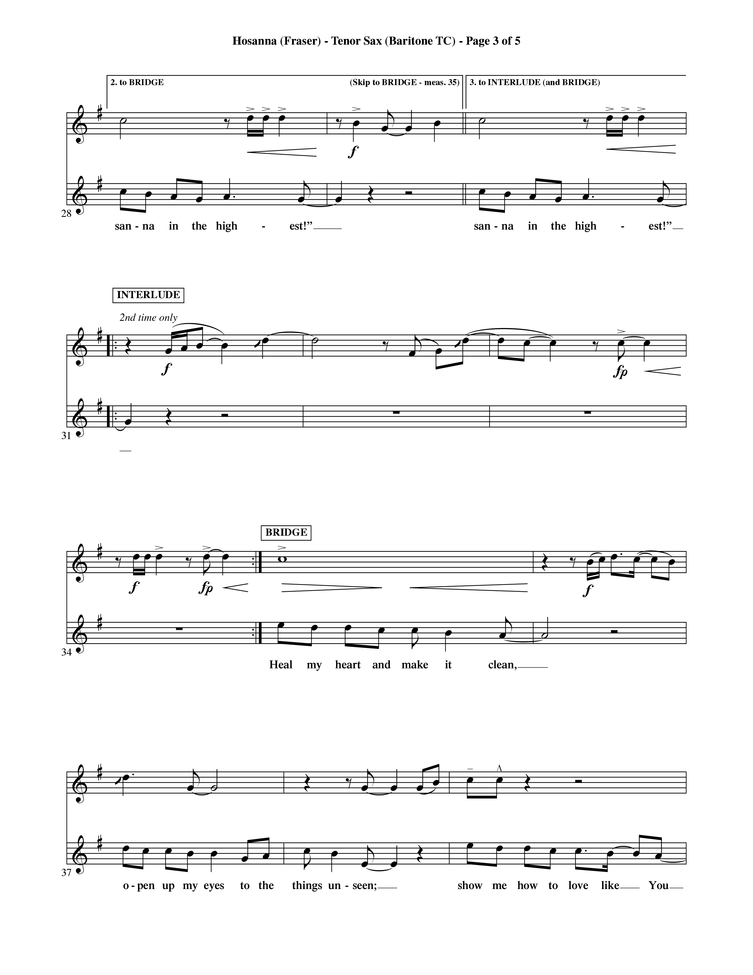 Hosanna (Choral Anthem SATB) Tenor Sax/Baritone T.C. (Word Music Choral / Orch. David Shipps)