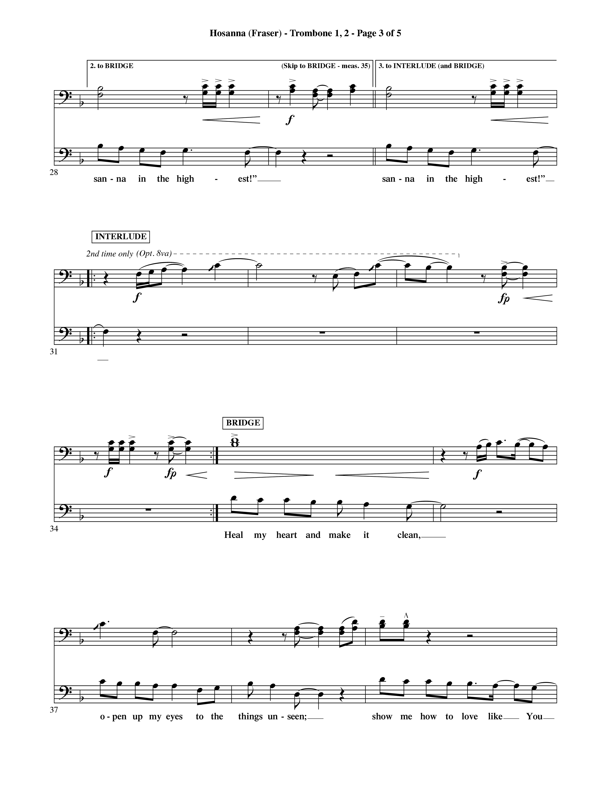 Hosanna (Choral Anthem SATB) Trombone 1/2 (Word Music Choral / Orch. David Shipps)