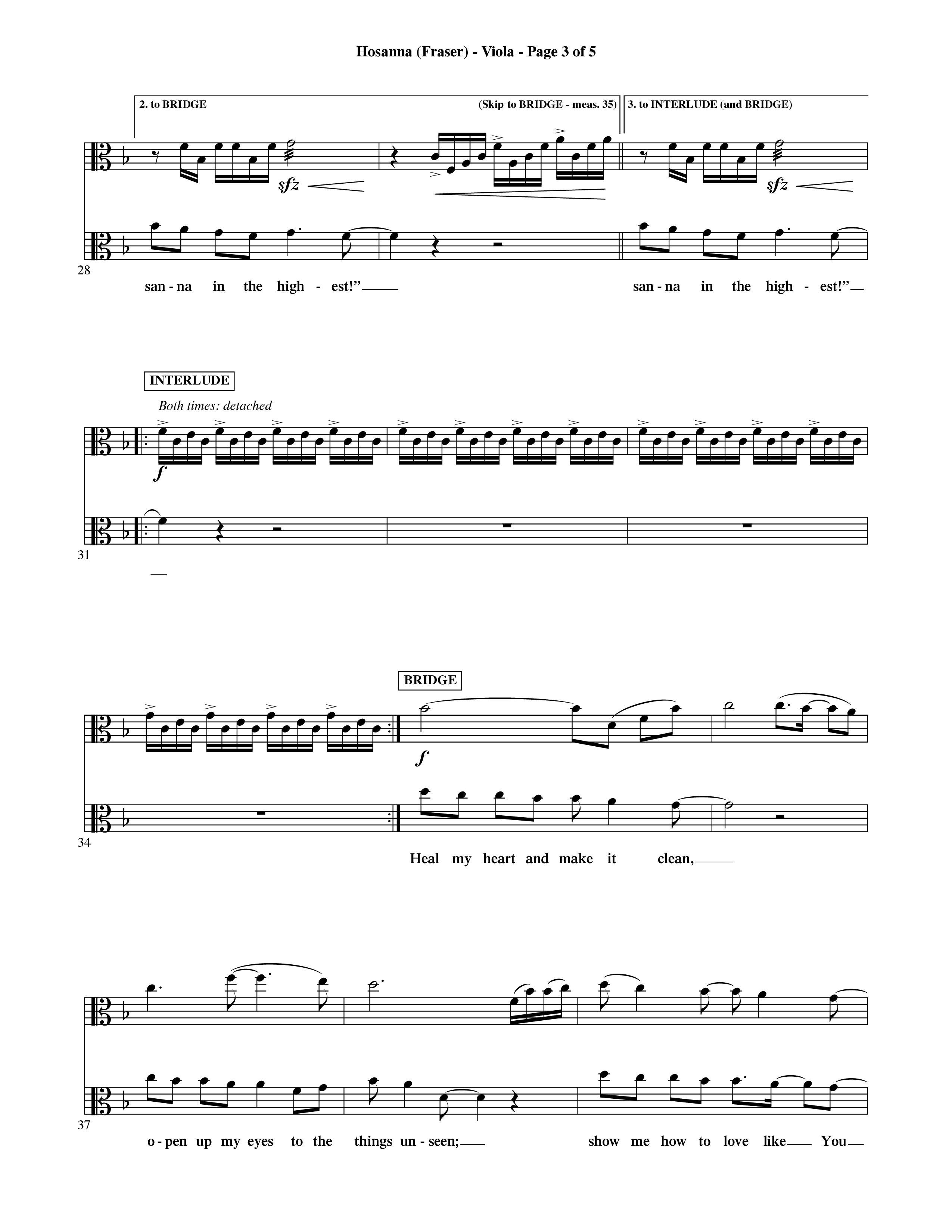 Hosanna (Choral Anthem SATB) Viola (Word Music Choral / Orch. David Shipps)
