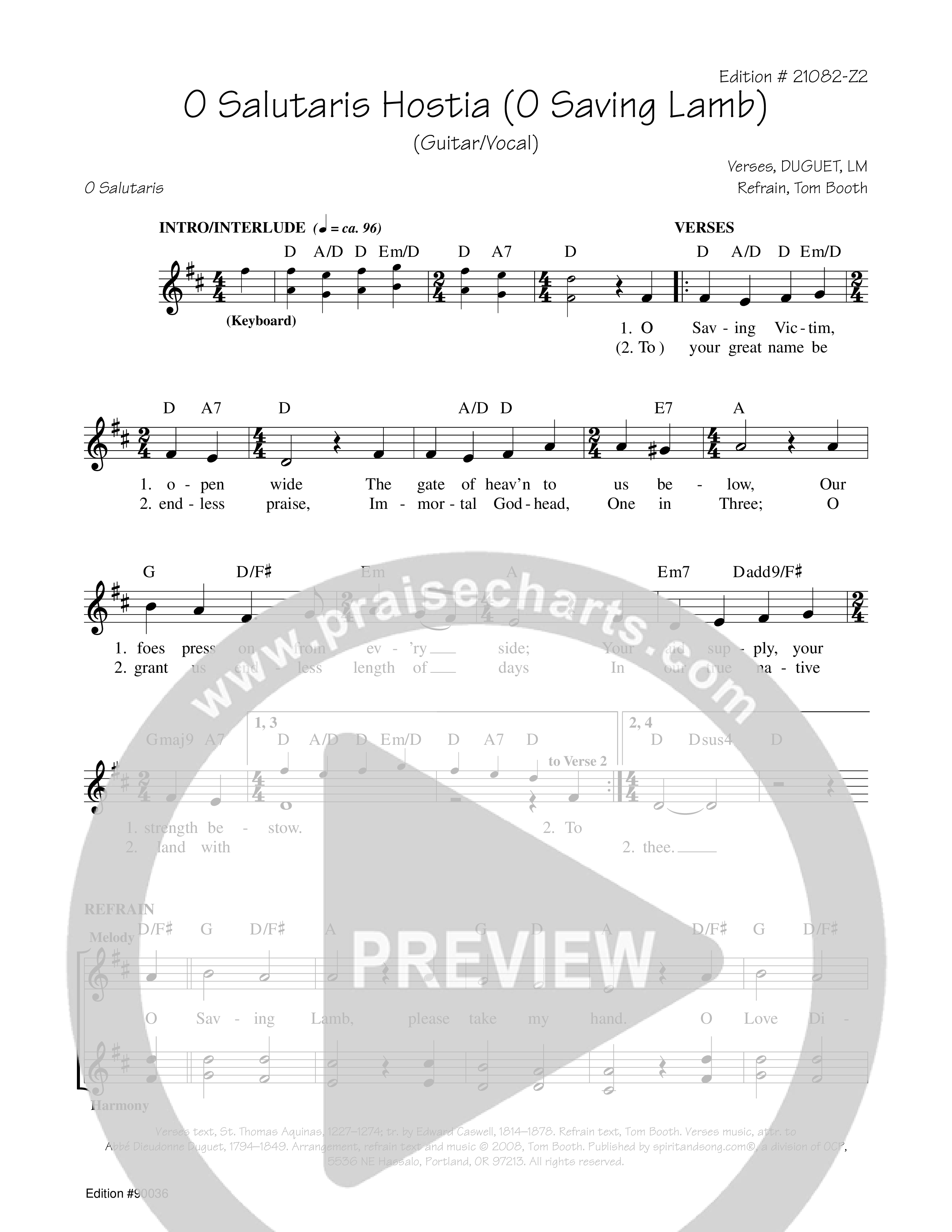 O Salutaris Hostia (O Saving Lamb) Rhythm/Vocal (Tom Booth)