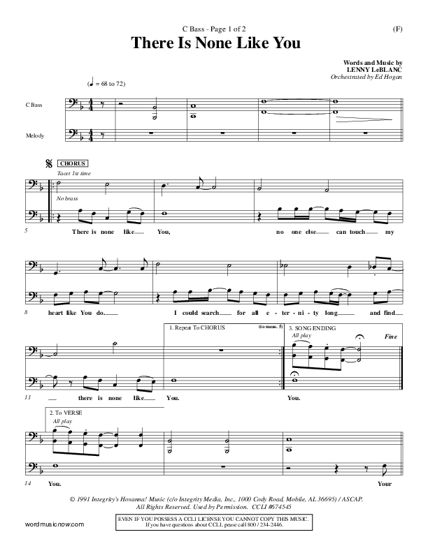 There Is None Like You Contrabass (Lenny LeBlanc)