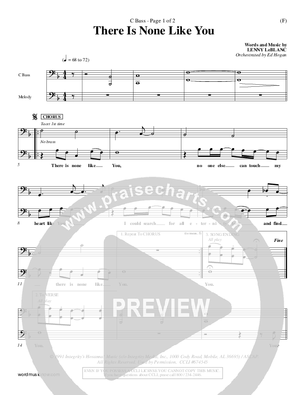 There Is None Like You Contrabass (Lenny LeBlanc)