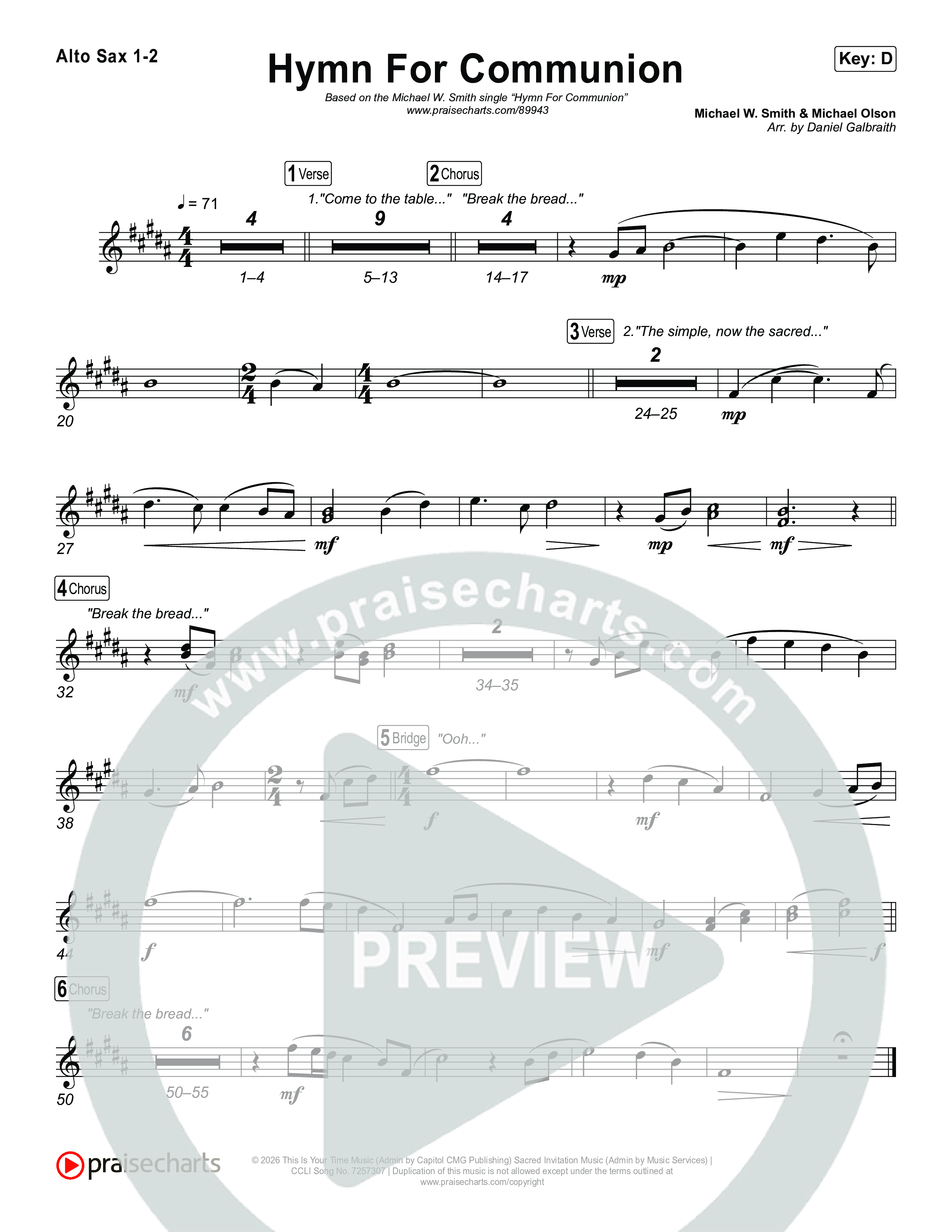 Hymn For Communion Sax Pack (Michael W. Smith)