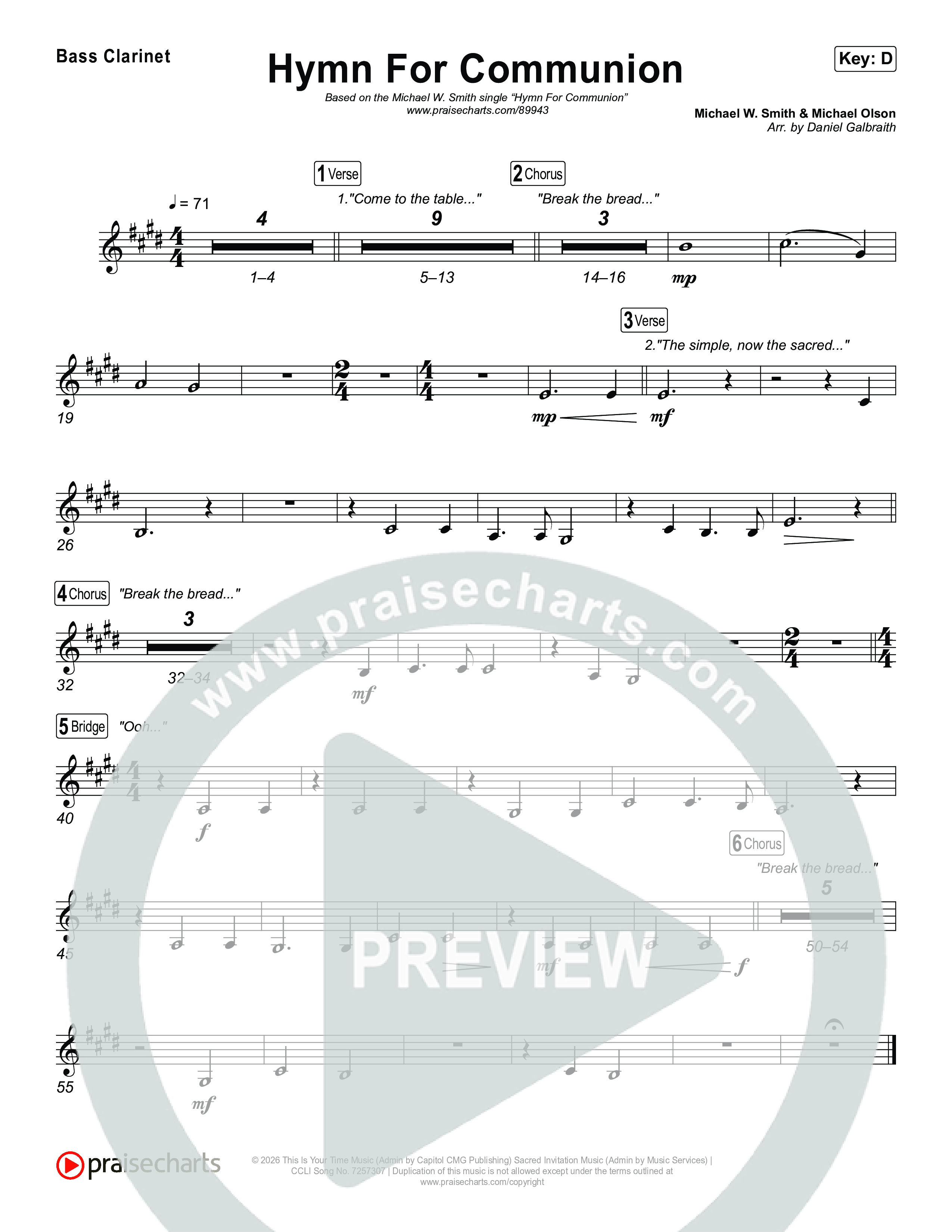 Hymn For Communion Clarinet 1,2 (Michael W. Smith)