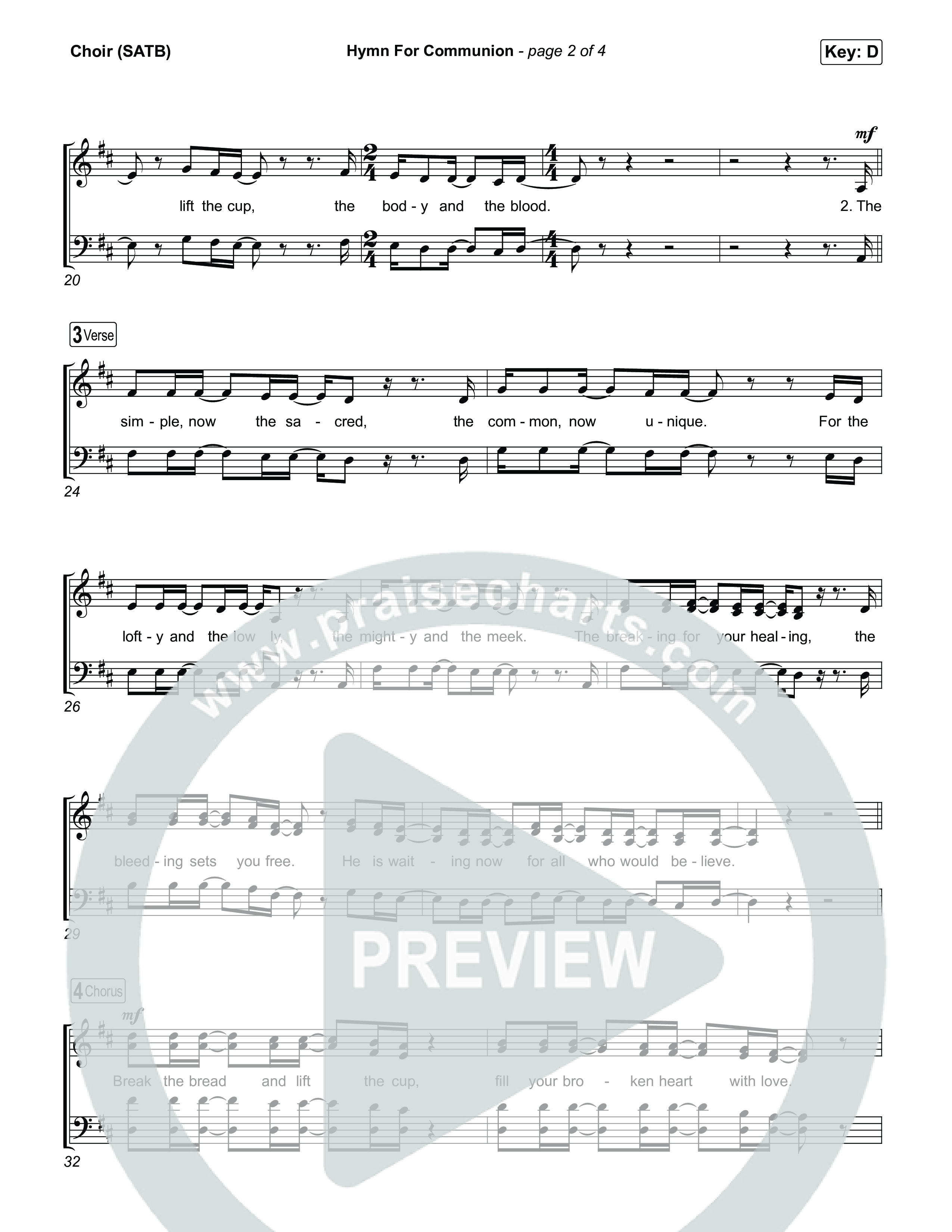 Hymn For Communion Choir Sheet (SATB) (Michael W. Smith)