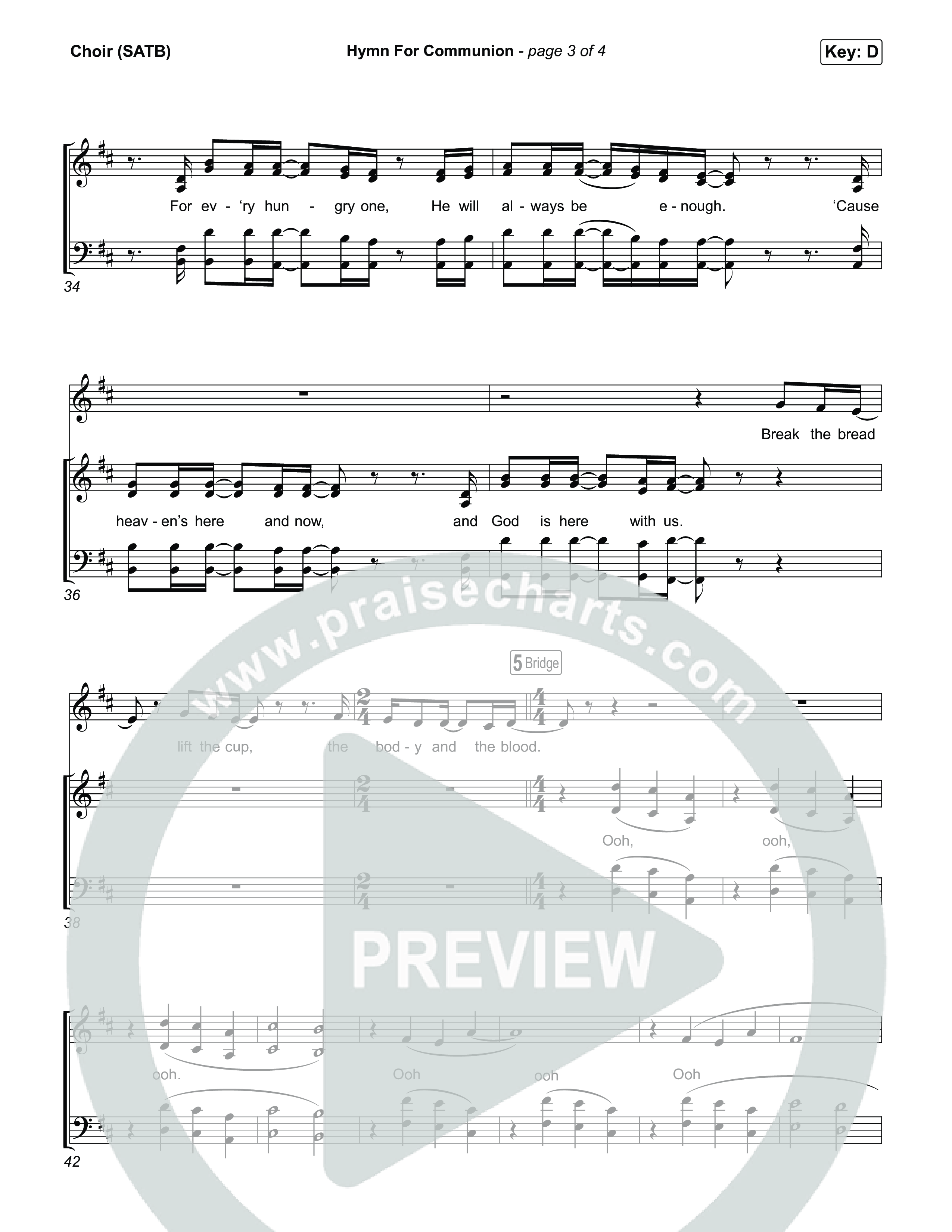 Hymn For Communion Choir Sheet (SATB) (Michael W. Smith)