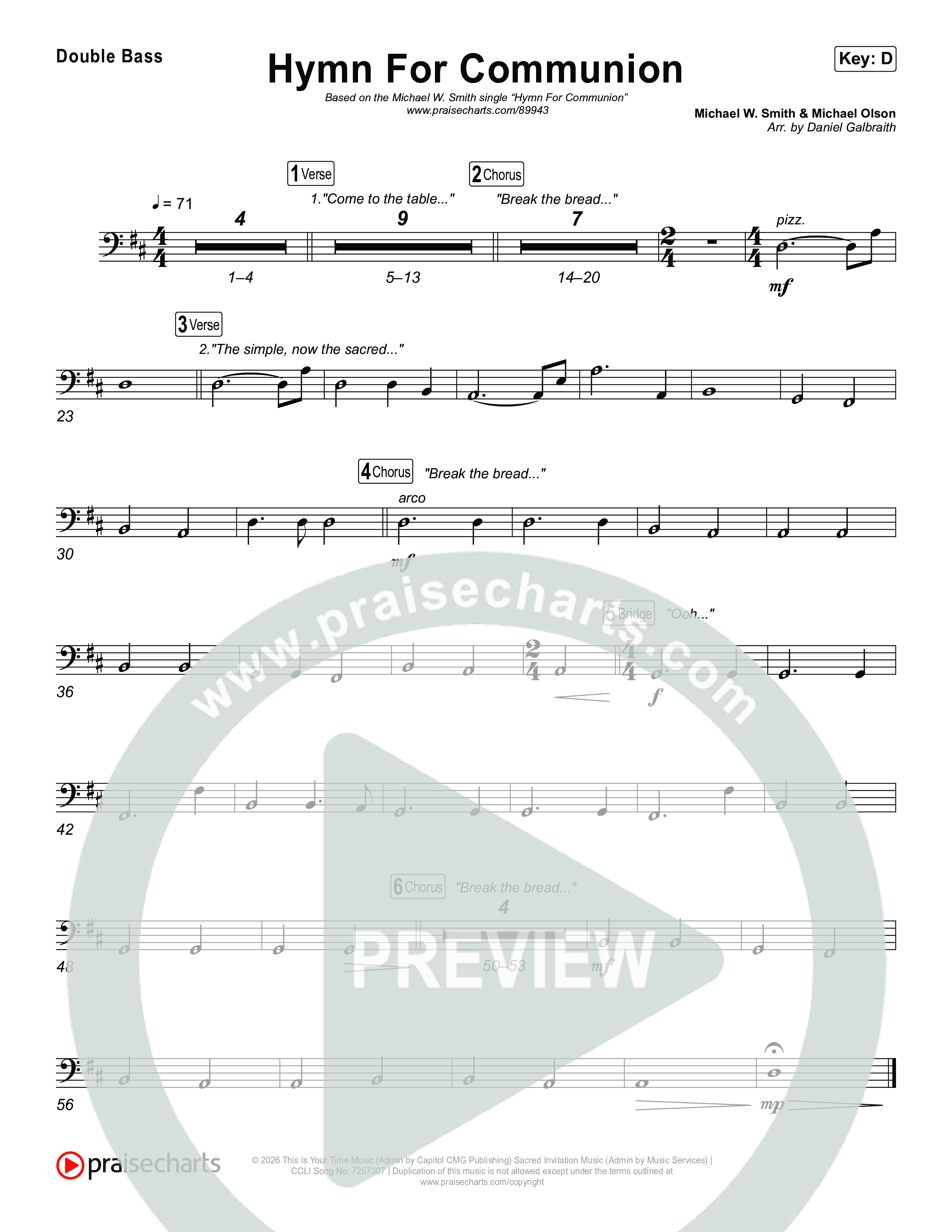 Hymn For Communion String Bass (Michael W. Smith)