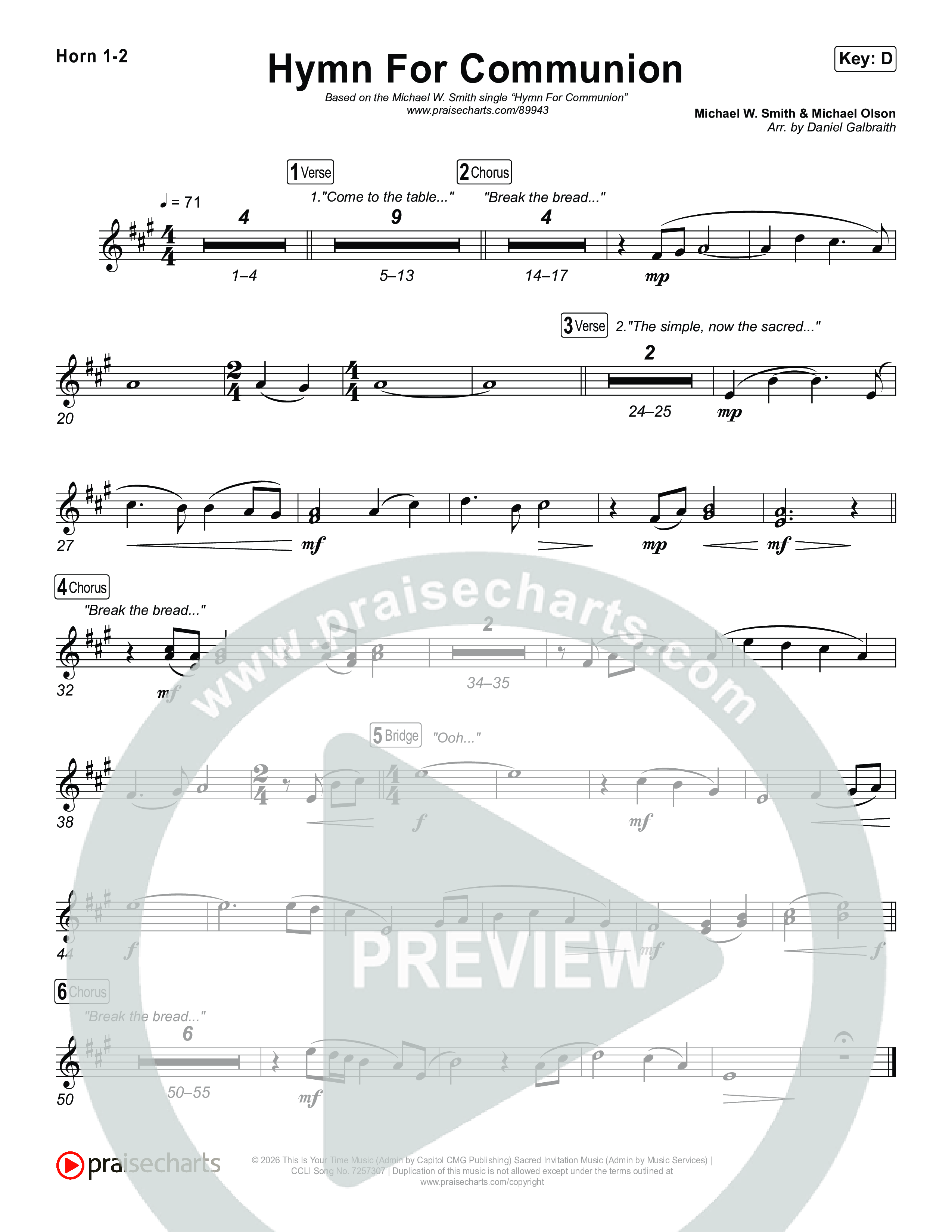 Hymn For Communion Brass Pack (Michael W. Smith)