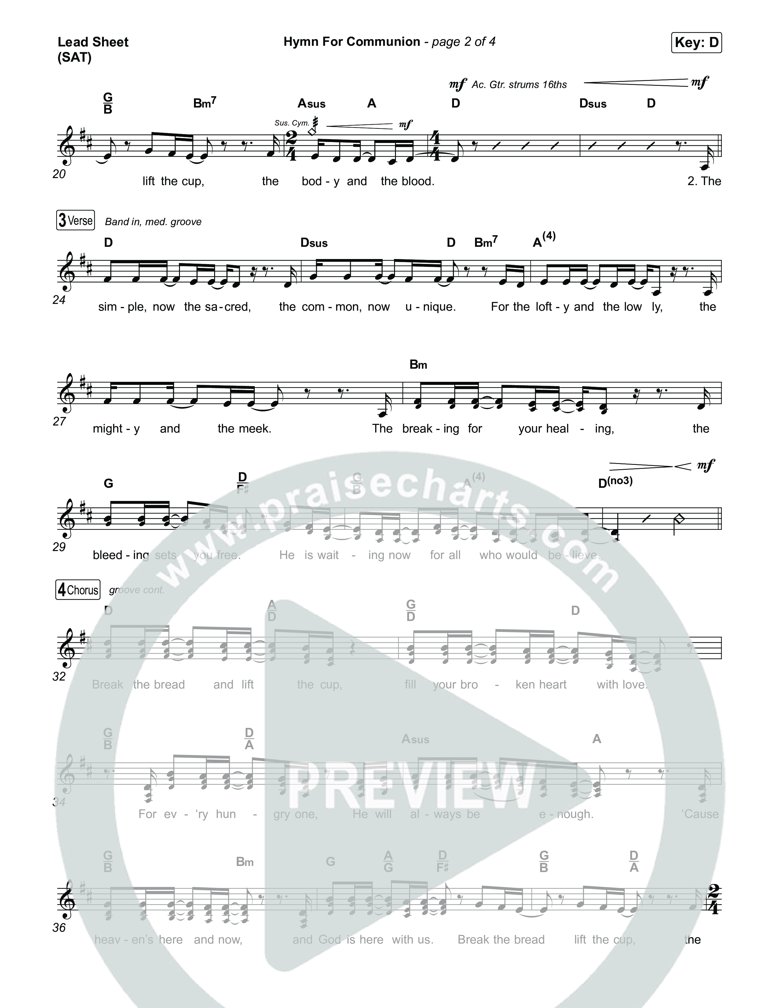 Hymn For Communion Lead Sheet (SAT) (Michael W. Smith)