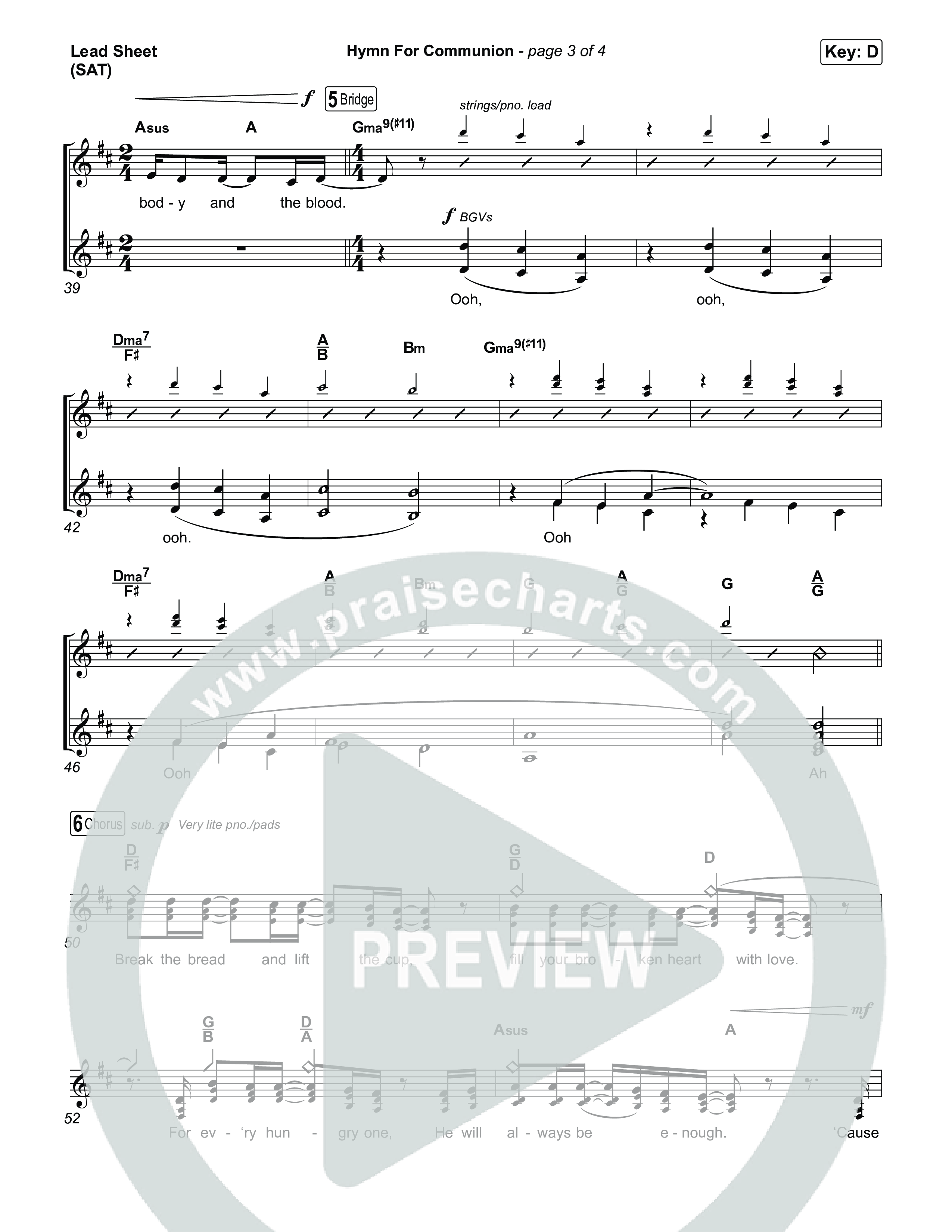 Hymn For Communion Lead Sheet (SAT) (Michael W. Smith)