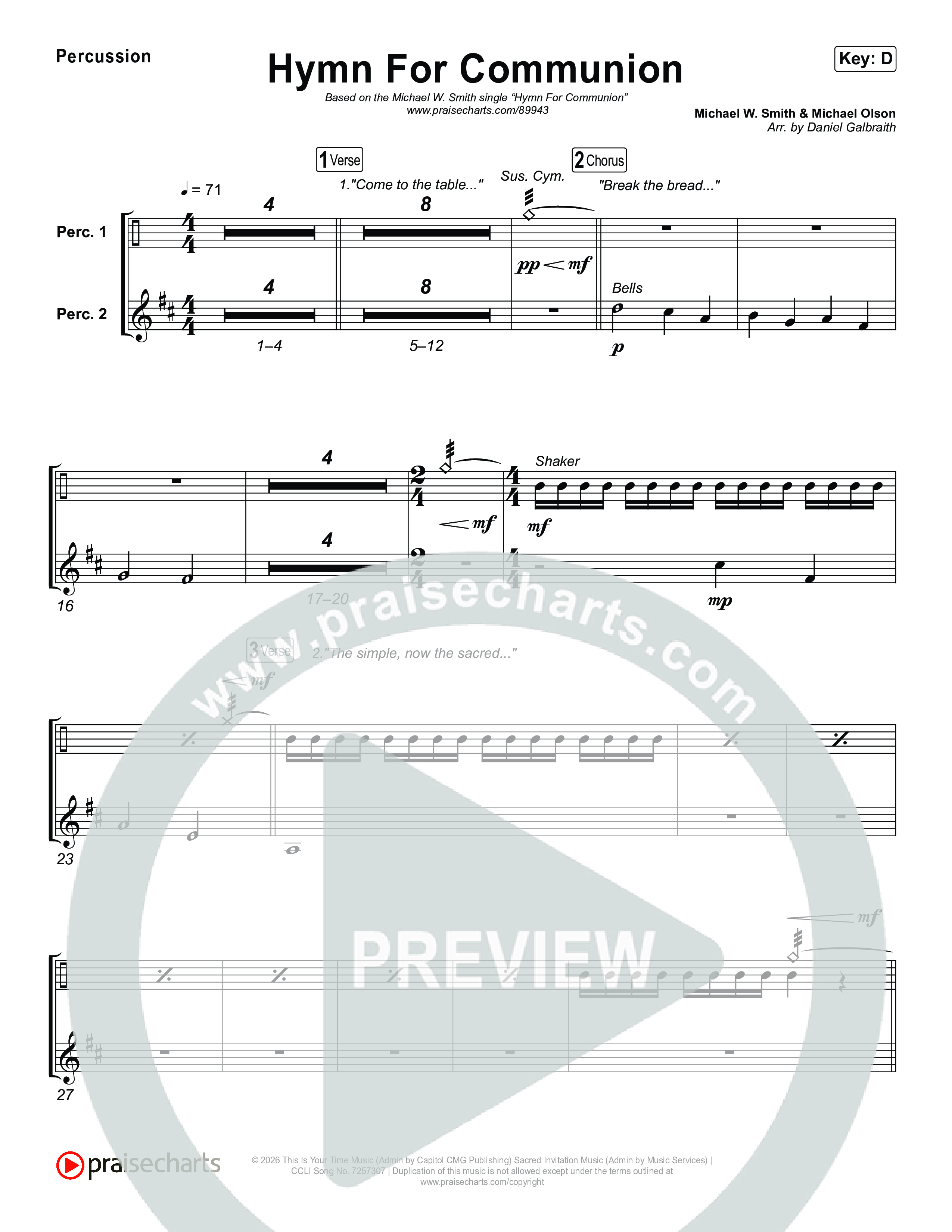Hymn For Communion Percussion (Michael W. Smith)