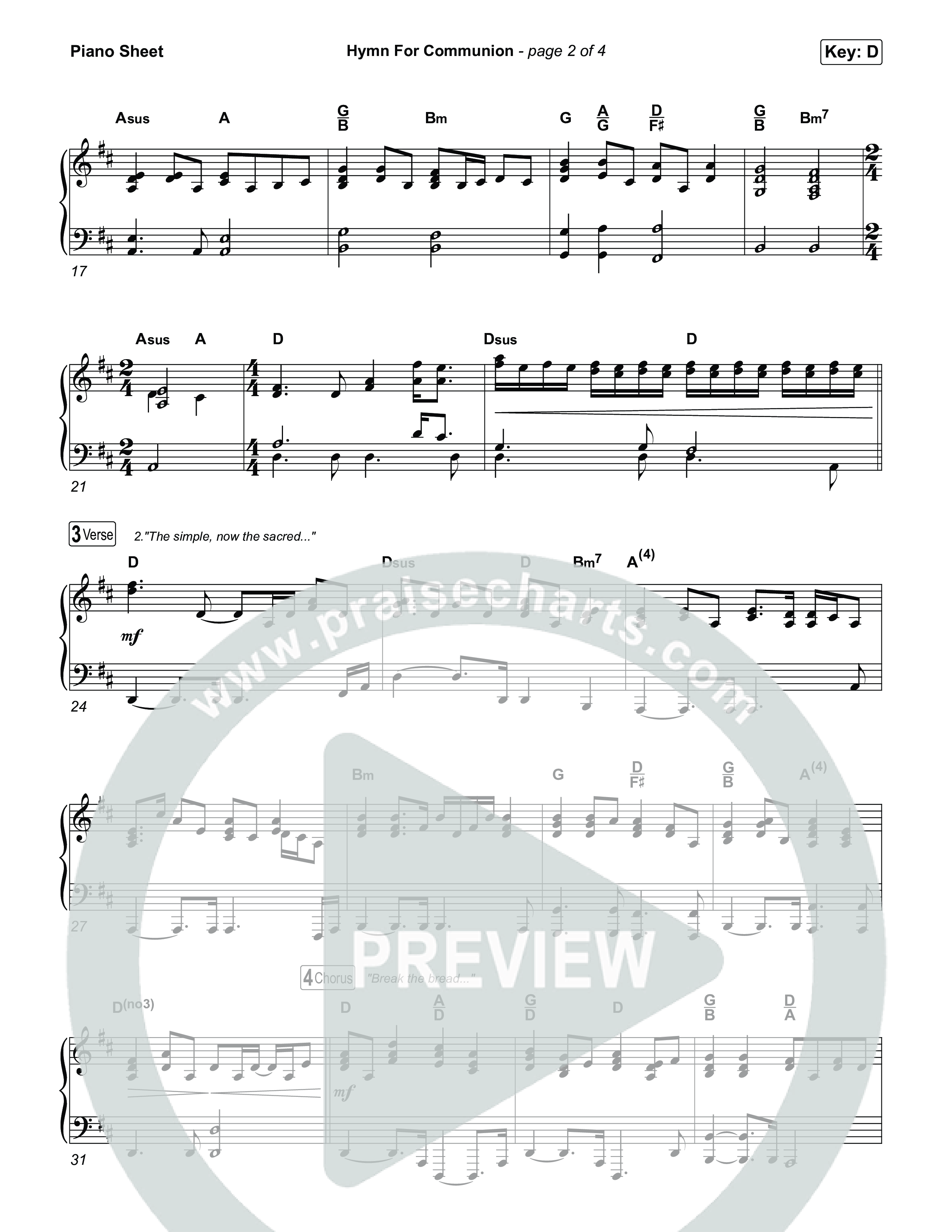 Hymn For Communion Piano Sheet (Michael W. Smith)