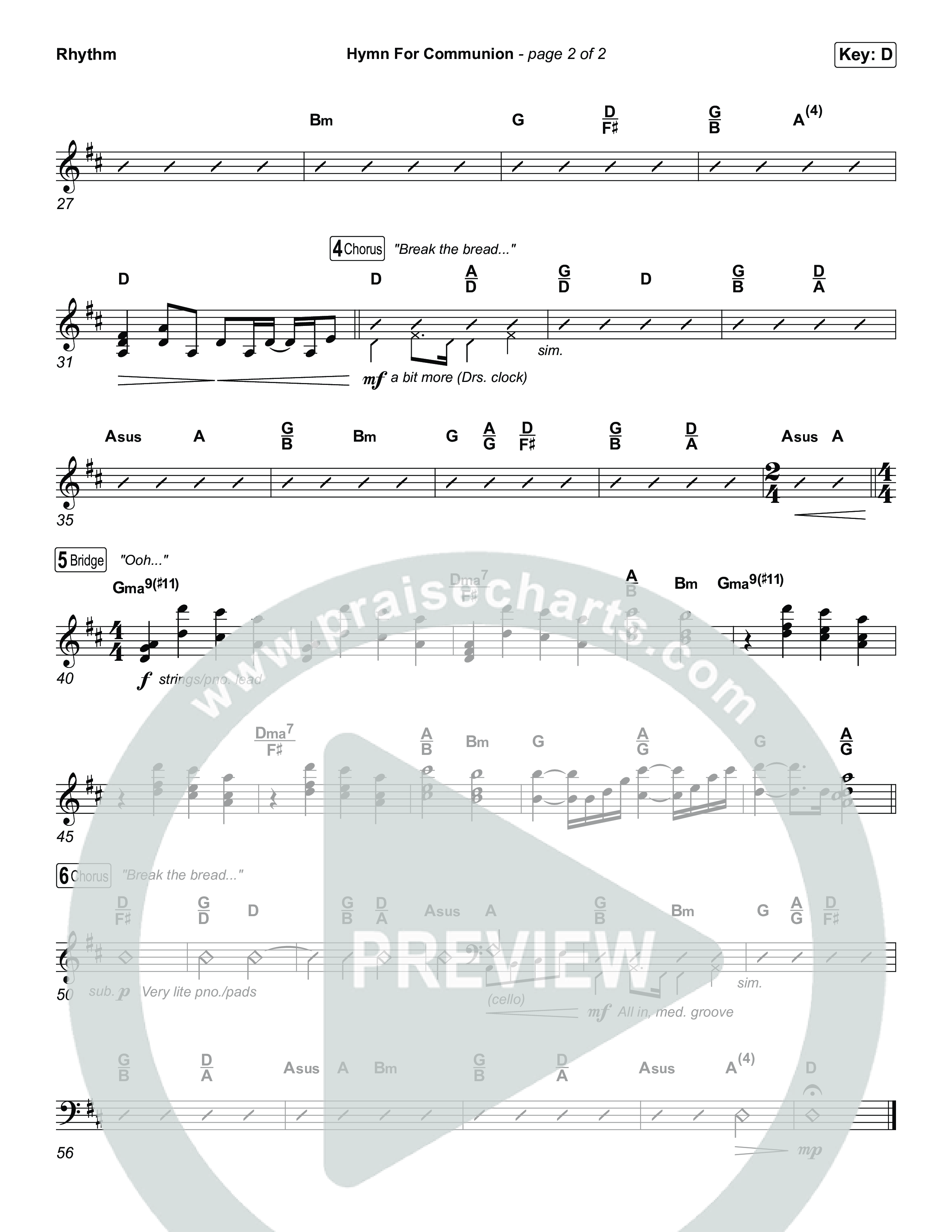 Hymn For Communion Rhythm Chart (Michael W. Smith)