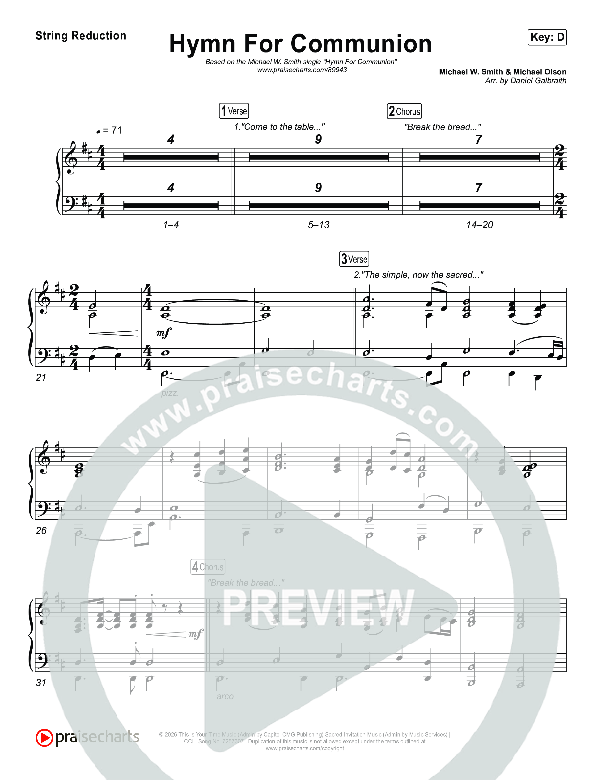 Hymn For Communion String Reduction (Michael W. Smith)