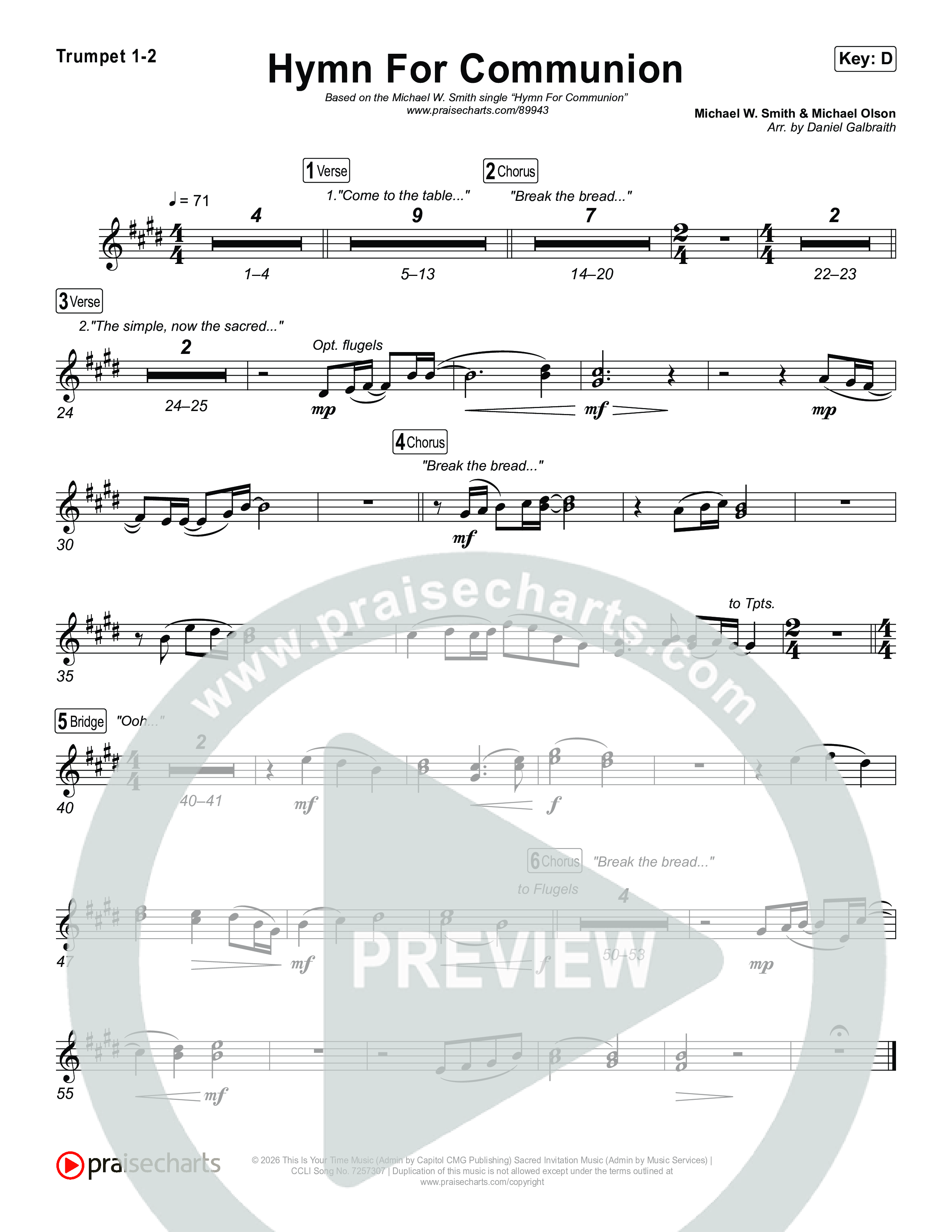 Hymn For Communion Brass Pack (Michael W. Smith)