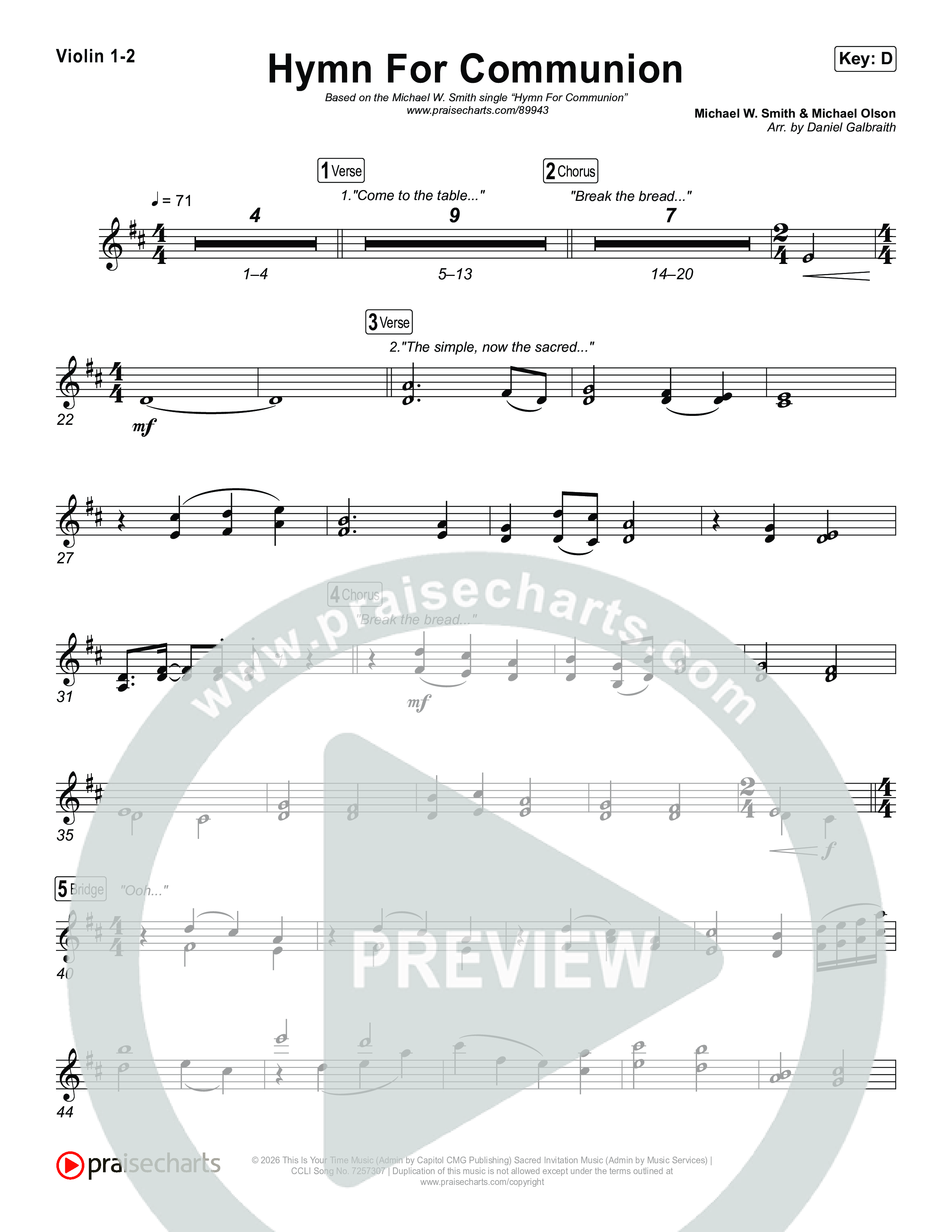 Hymn For Communion String Pack (Michael W. Smith)