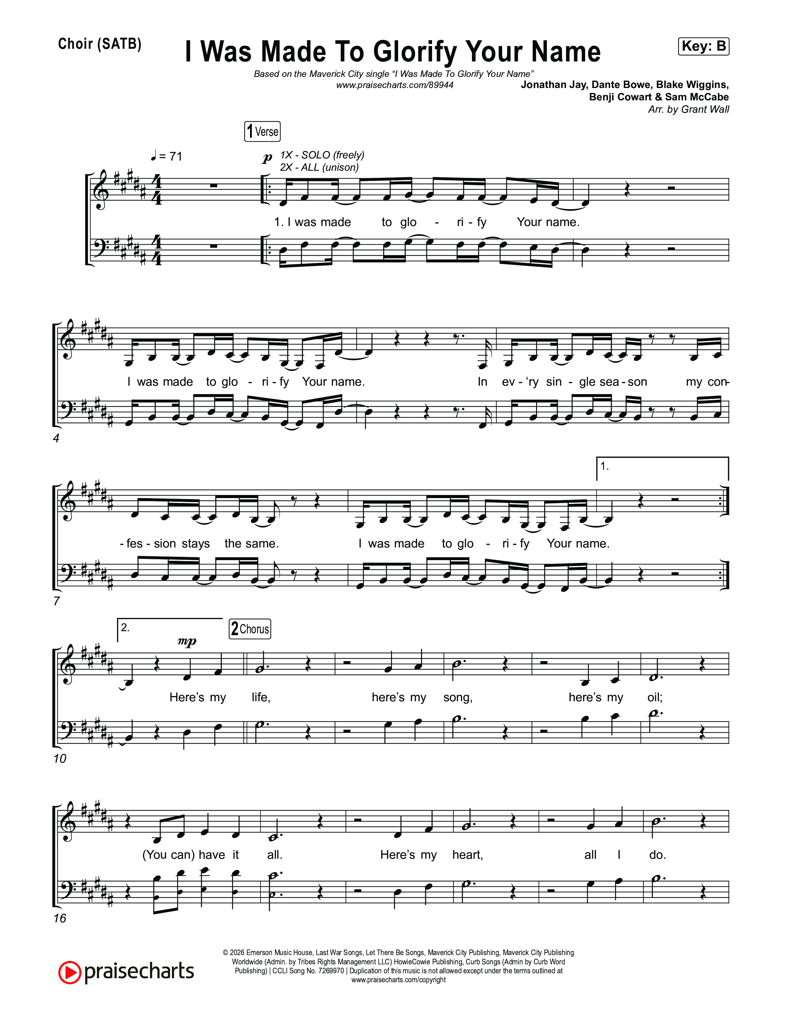 I Was Made To Glorify Your Name Choir Sheet (SATB) (Maverick City Music)