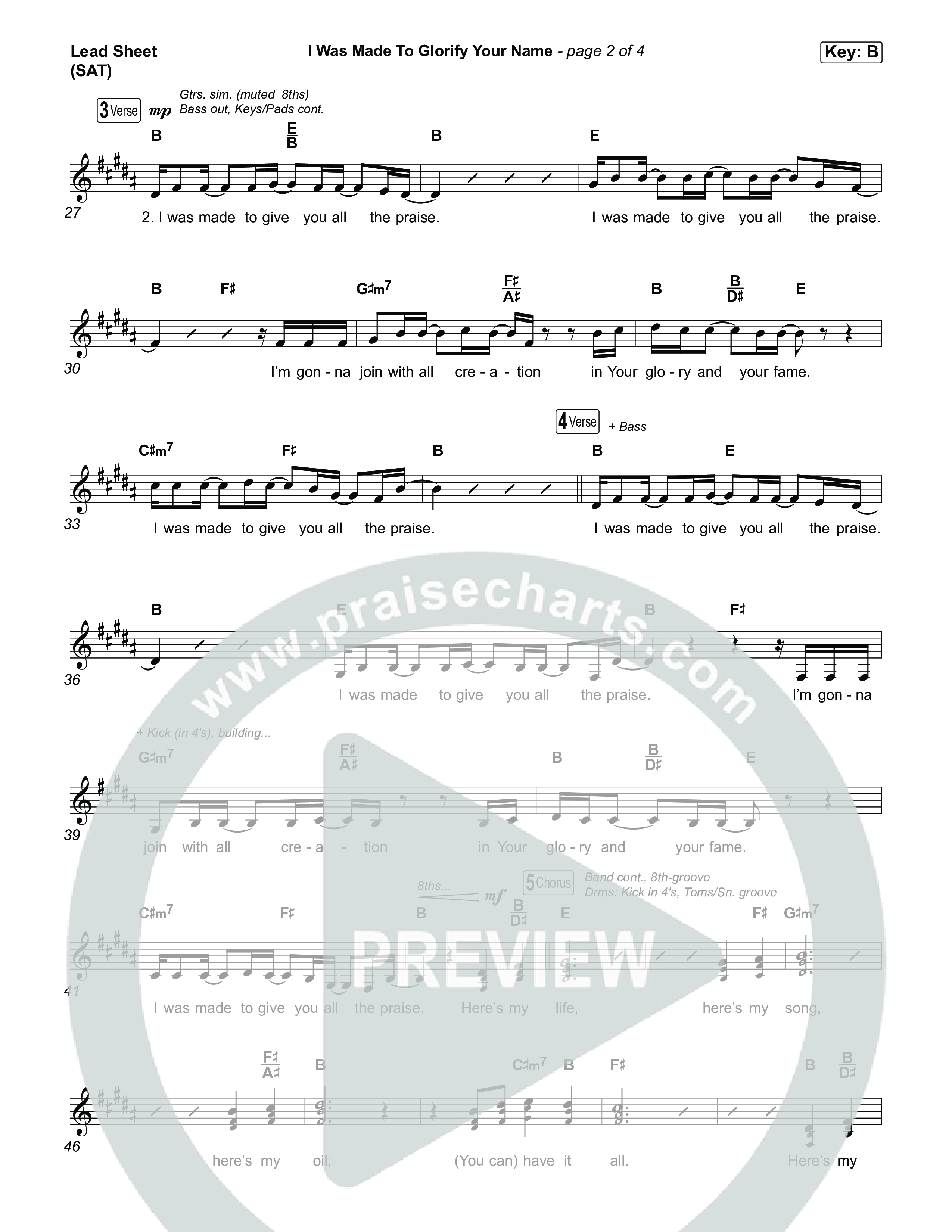 I Was Made To Glorify Your Name Lead Sheet (SAT) (Maverick City Music)