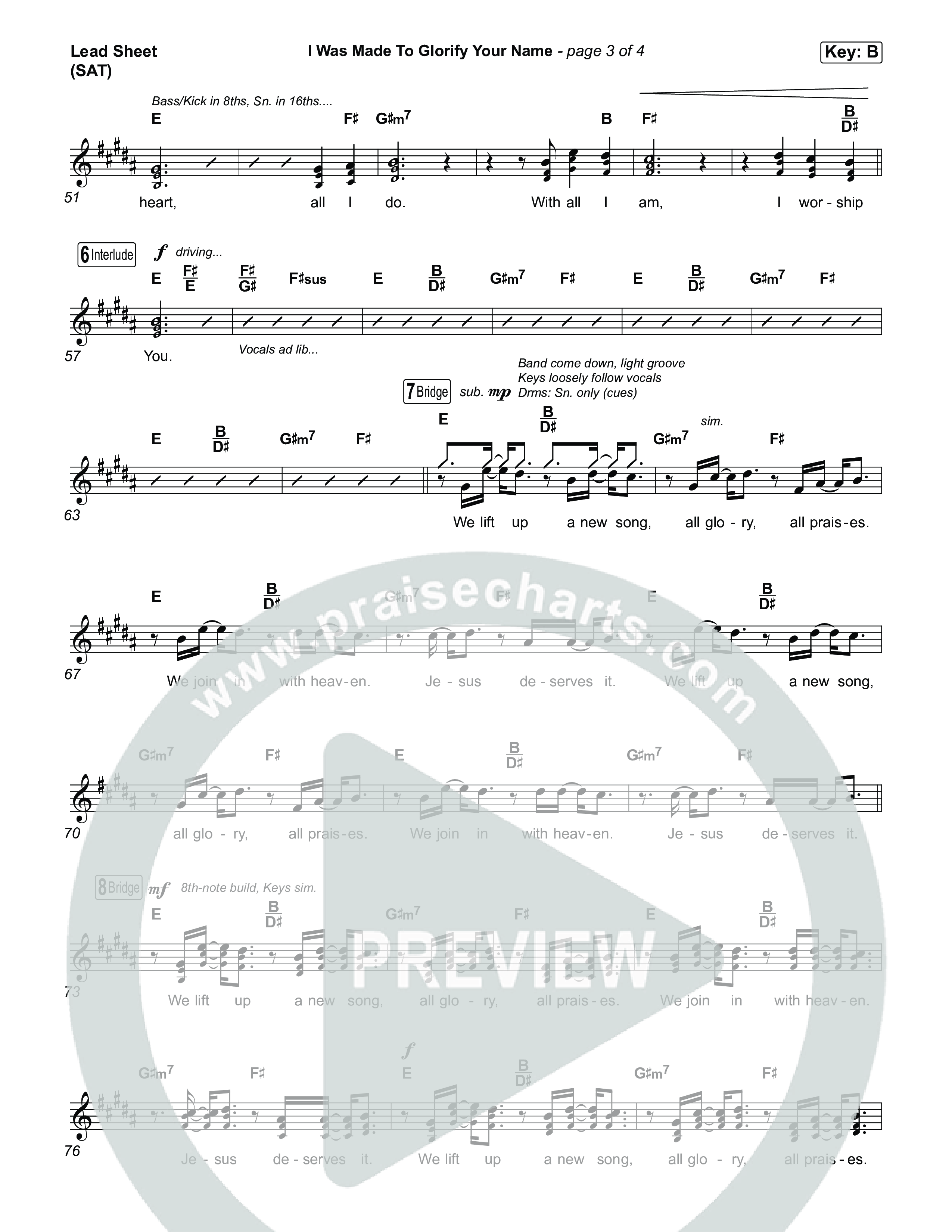 I Was Made To Glorify Your Name Lead Sheet (SAT) (Maverick City Music)