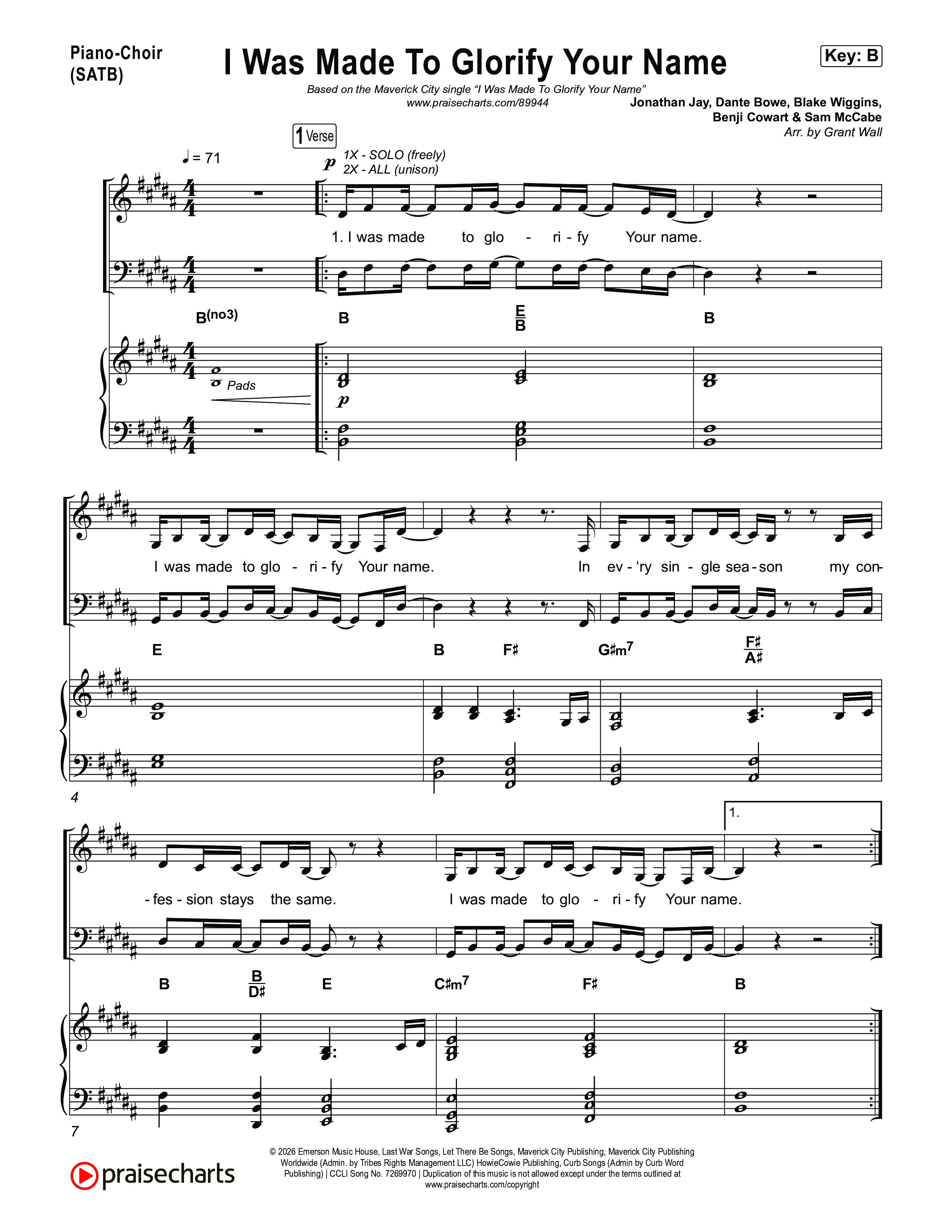 I Was Made To Glorify Your Name Piano/Vocal Pack (Maverick City Music)